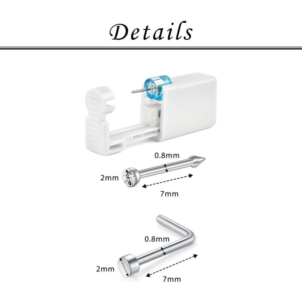 Kit de Piercing de Nariz Tokring - 2 Pistolas 20G y Studs