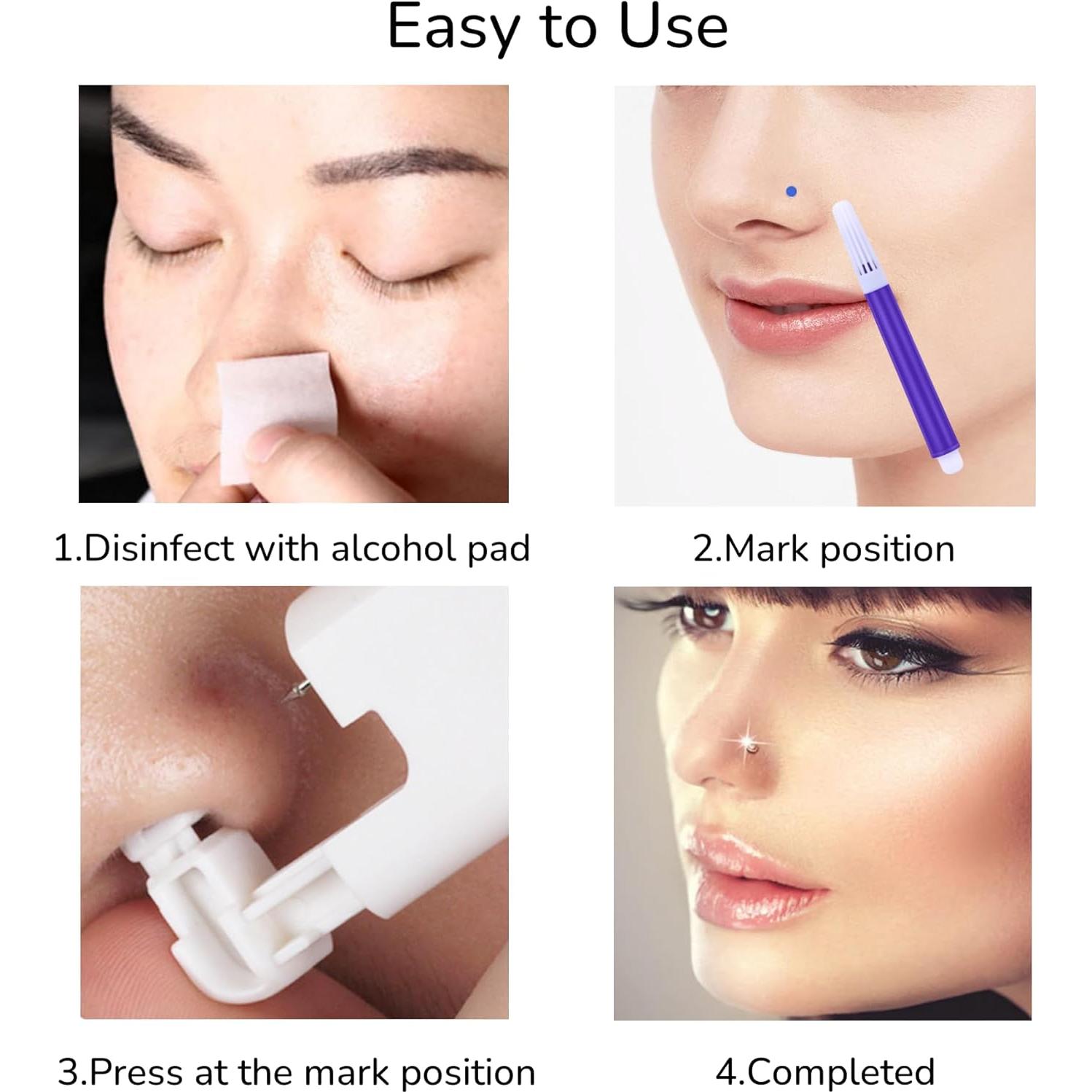 Kit de Piercing de Nariz Tokring - 2 Pistolas 20G y Studs