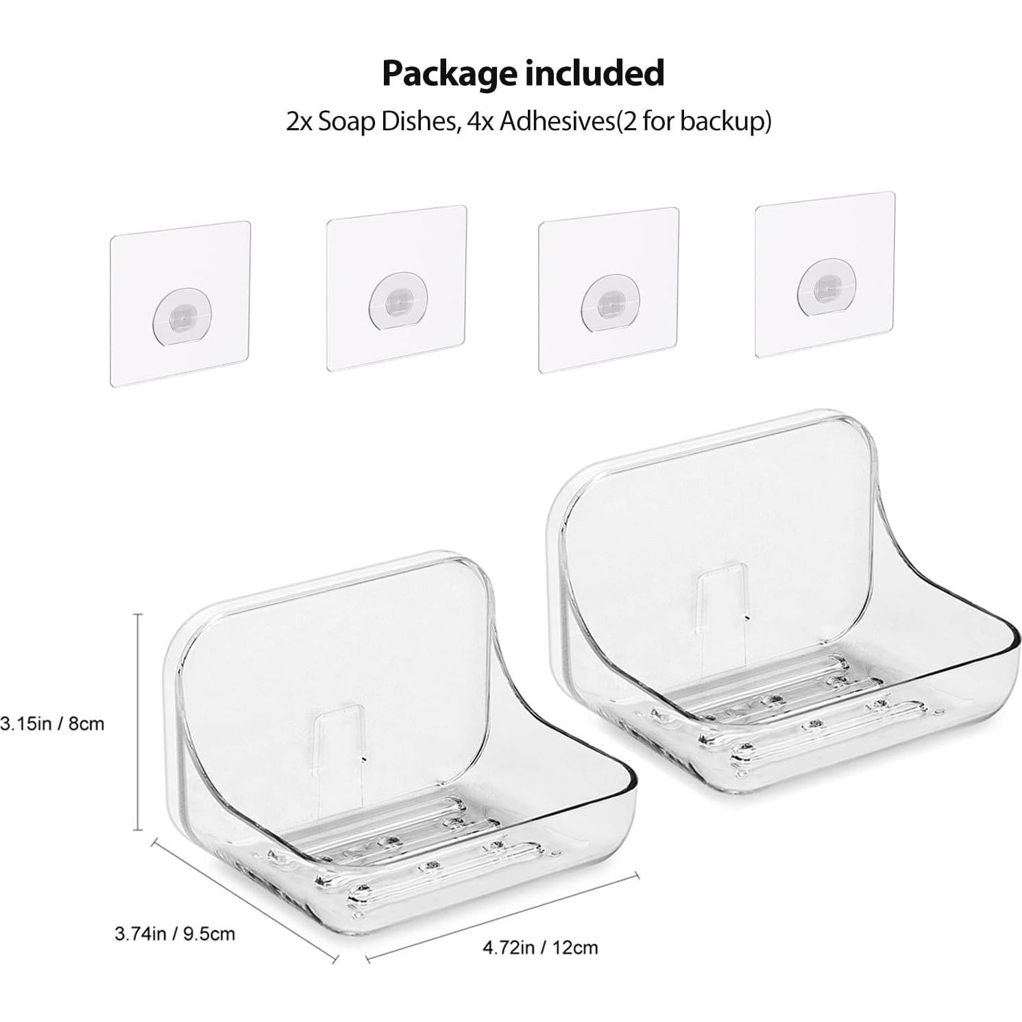 Soporte de Jabón Ettori 2 Pack Adhesivo Transparente para Ducha