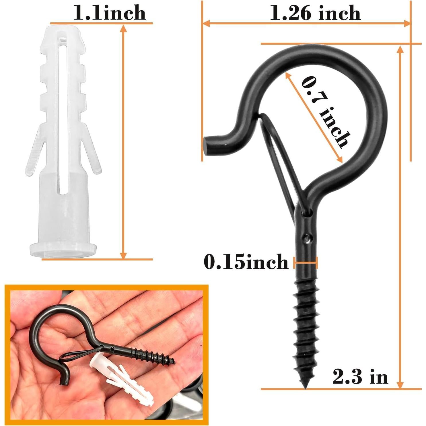 Ganchos de Seguridad Datttcc 25pcs Metal Negro 5.8cm 18kg