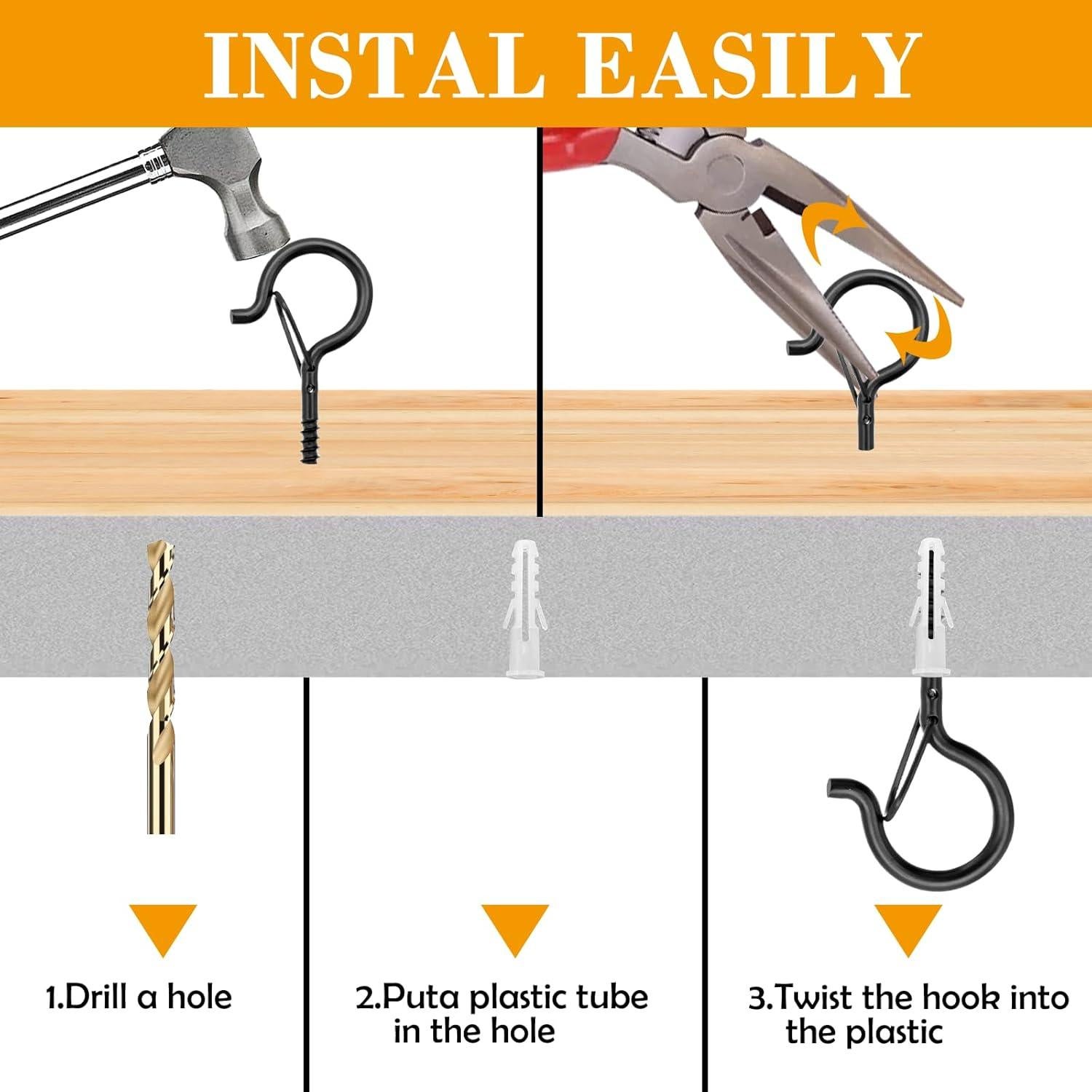 Ganchos de Seguridad Datttcc 25pcs Metal Negro 5.8cm 18kg