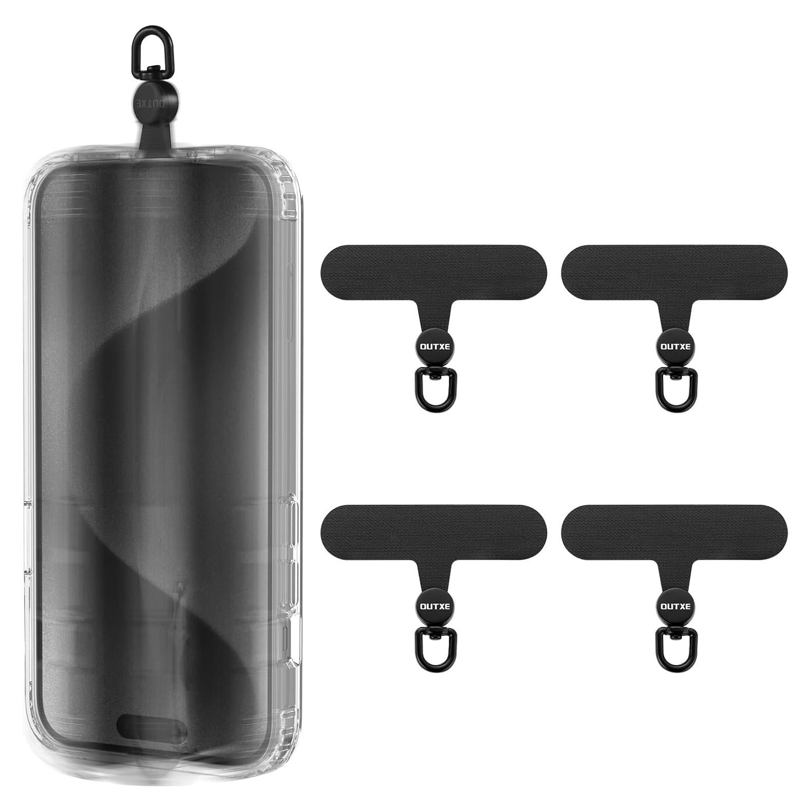 OUTXE Lanyard para Teléfono Rotatable 360° Negro - Compatible con Smartphones