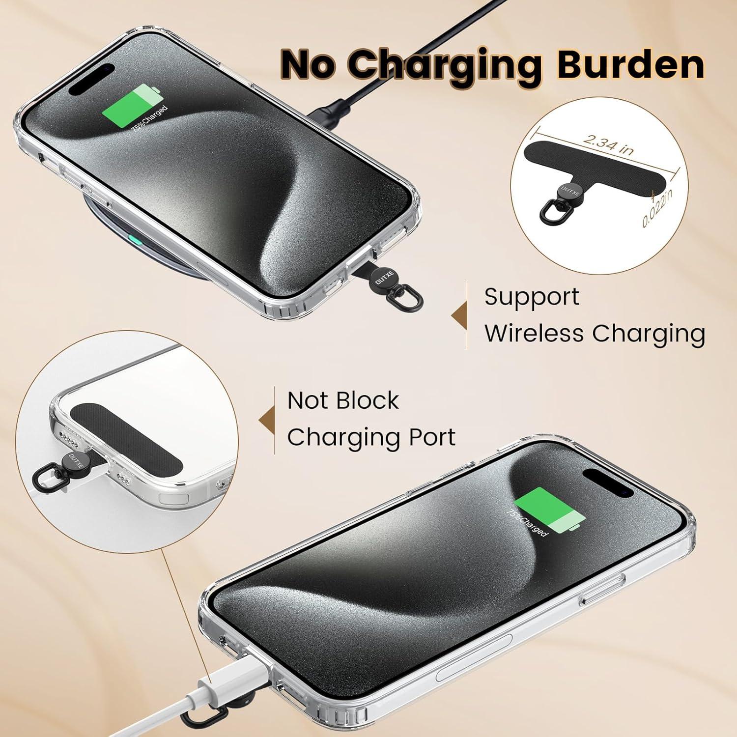 OUTXE Lanyard para Teléfono Rotatable 360° Negro - Compatible con Smartphones