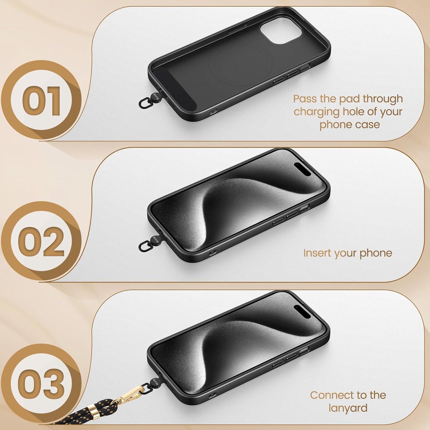 OUTXE Lanyard para Teléfono Rotatable 360° Negro - Compatible con Smartphones