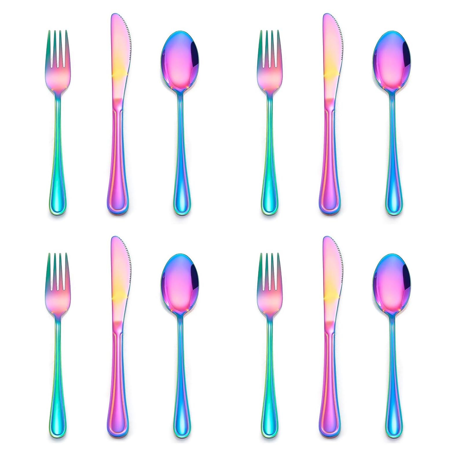 Juego de Cubiertos E-far de 12 Piezas para Niños Arcoíris