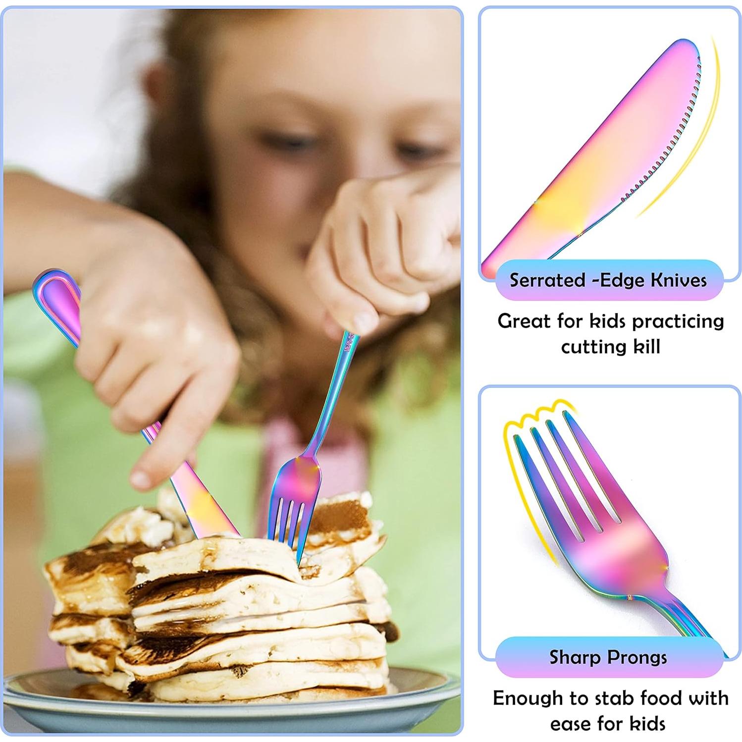 Juego de Cubiertos E-far de 12 Piezas para Niños Arcoíris