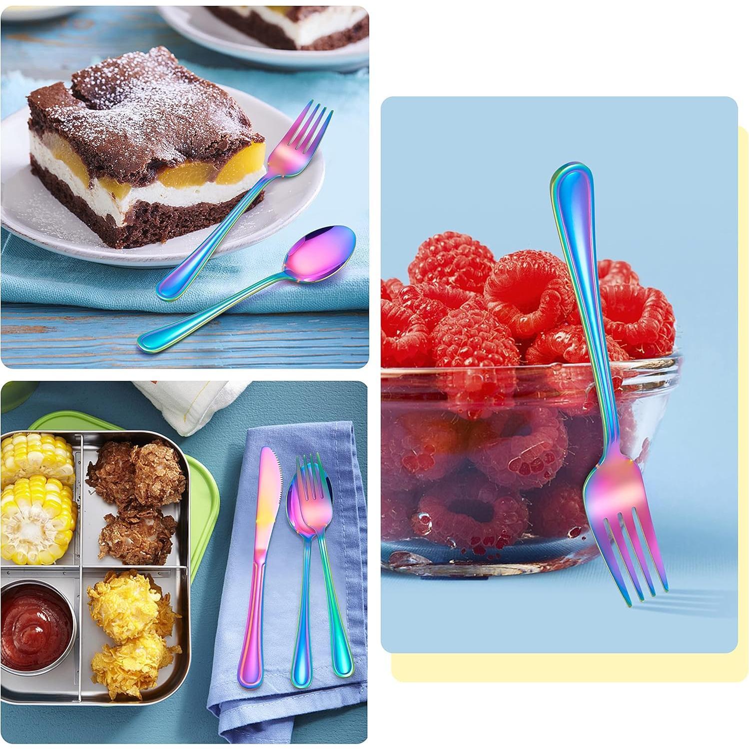 Juego de Cubiertos E-far de 12 Piezas para Niños Arcoíris