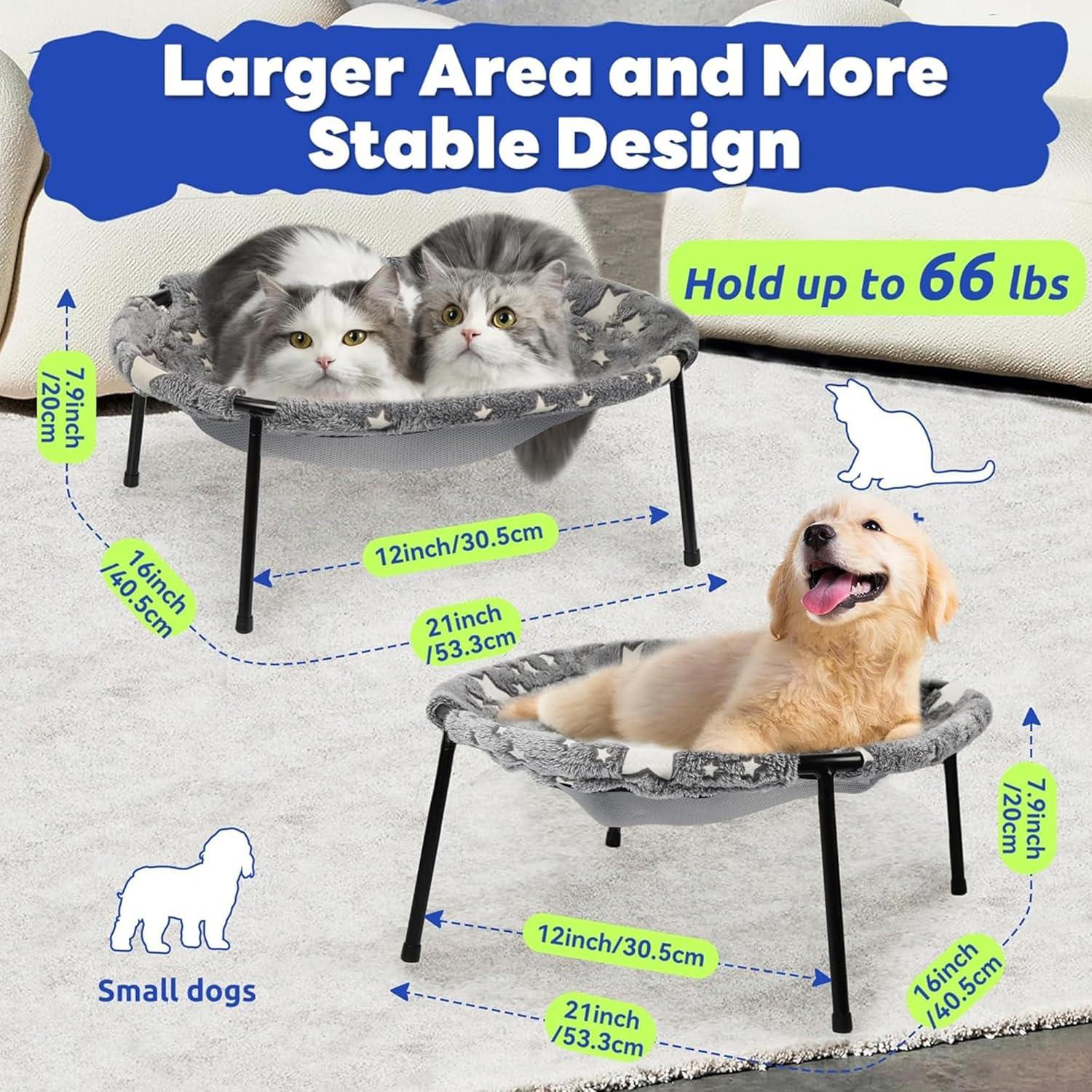 Cama Elevada para Gatos POMESEA, Hamaca Transpirable 30Kg