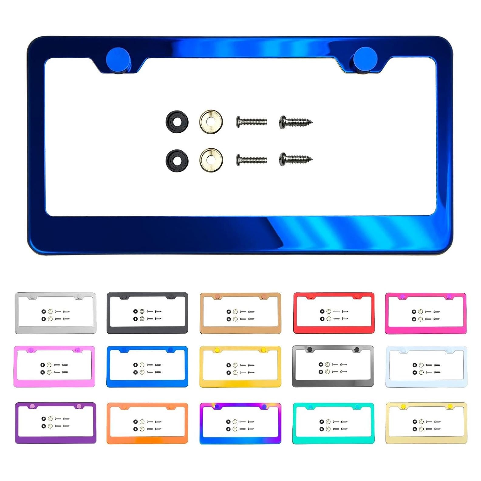 Marco de Placa de Licencia FAIPART Cromo Azul Universal