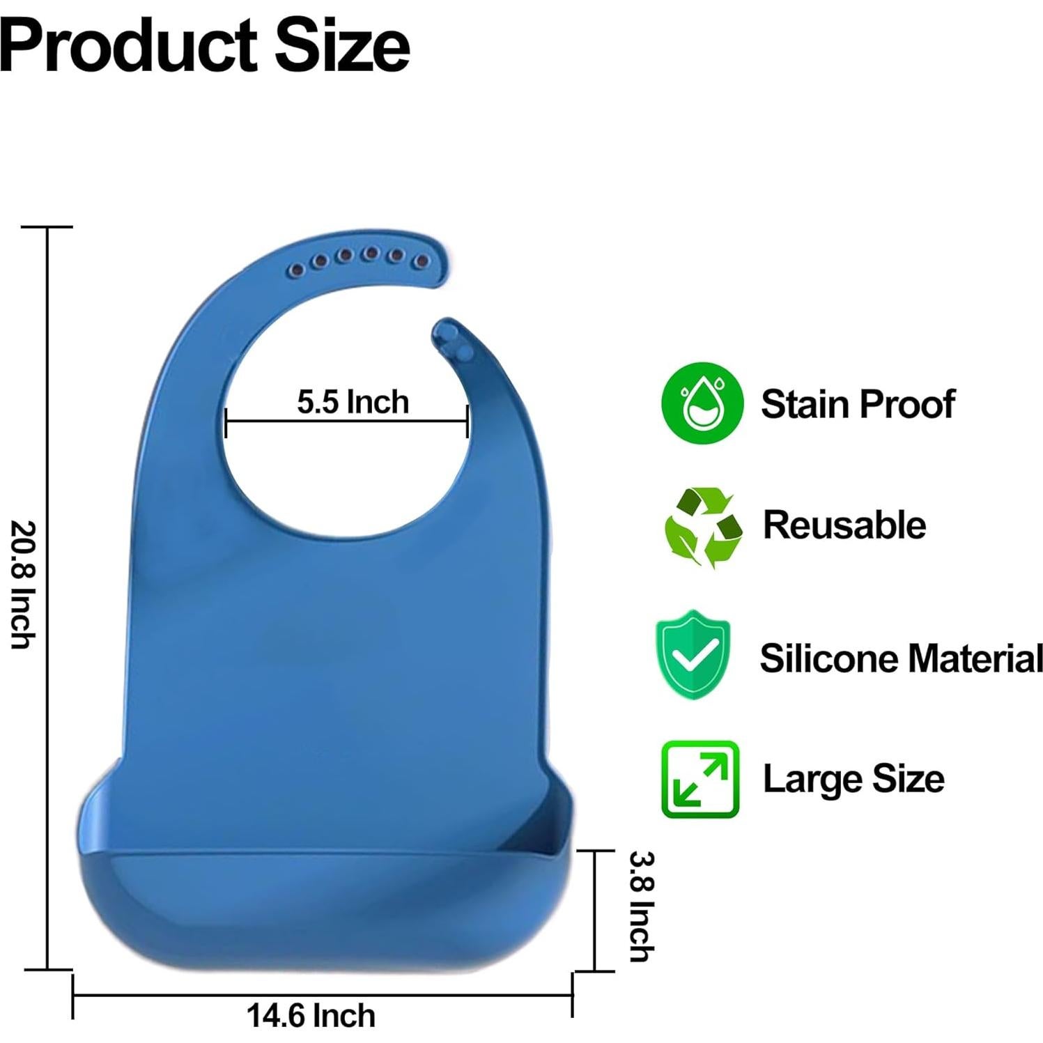 Bibs de Silicona Ajustables y Lavables para Adultos - Azul