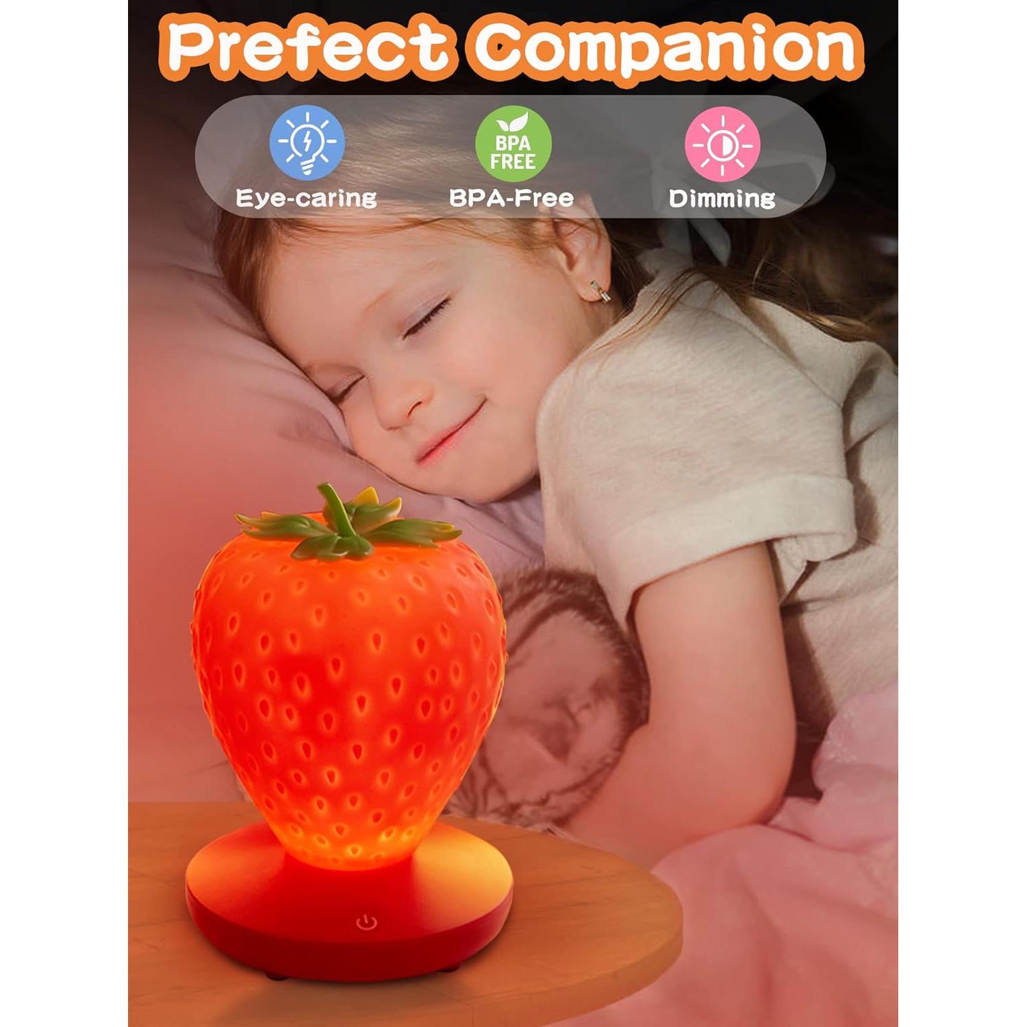 Luz Nocturna de Fresa WLHONG Recargable USB 3 Niveles