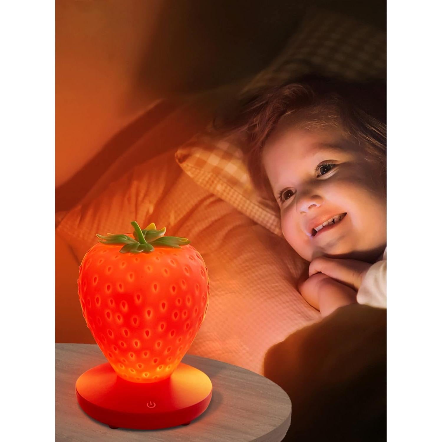 Luz Nocturna de Fresa WLHONG Recargable USB 3 Niveles