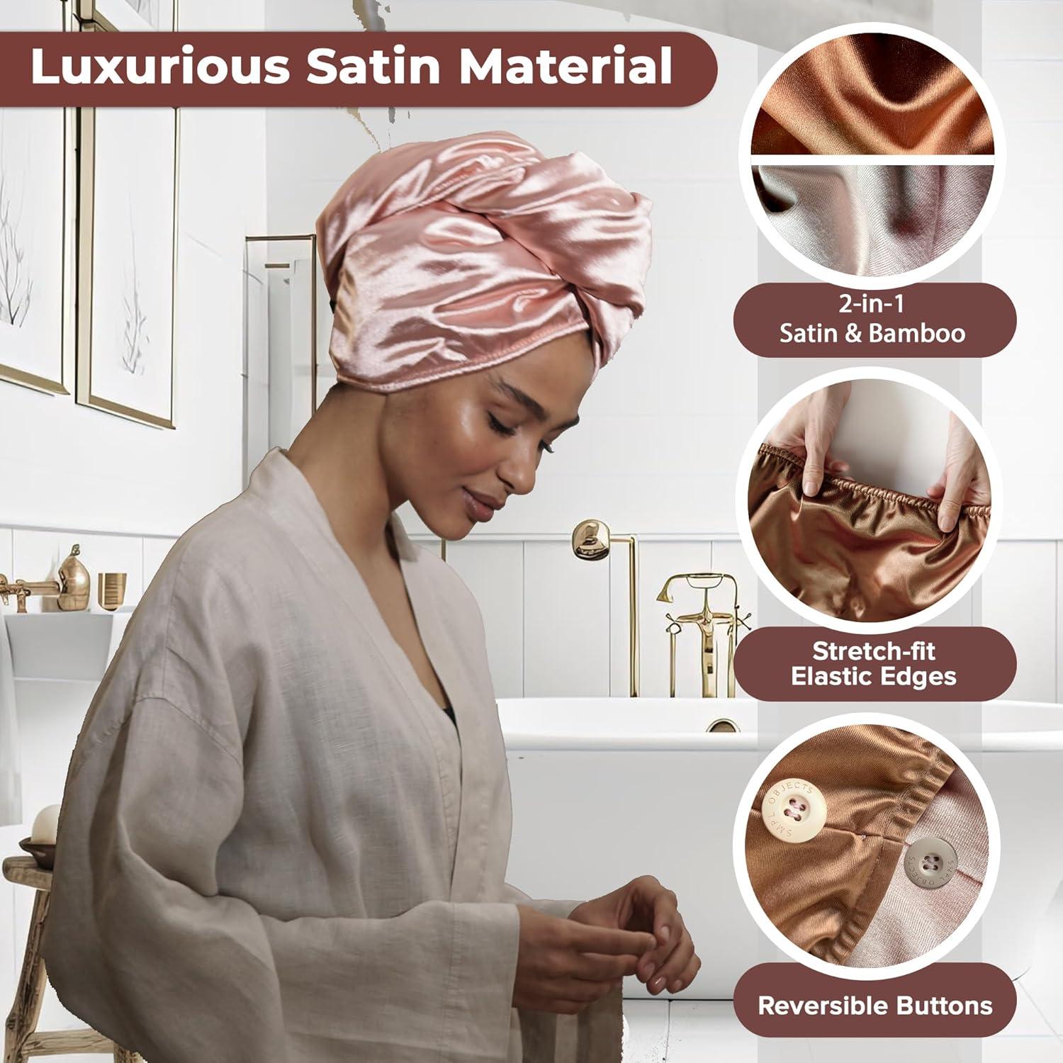 Toalla de Cabello SMPL Objects de Satén Rosa-Bronce 71cm