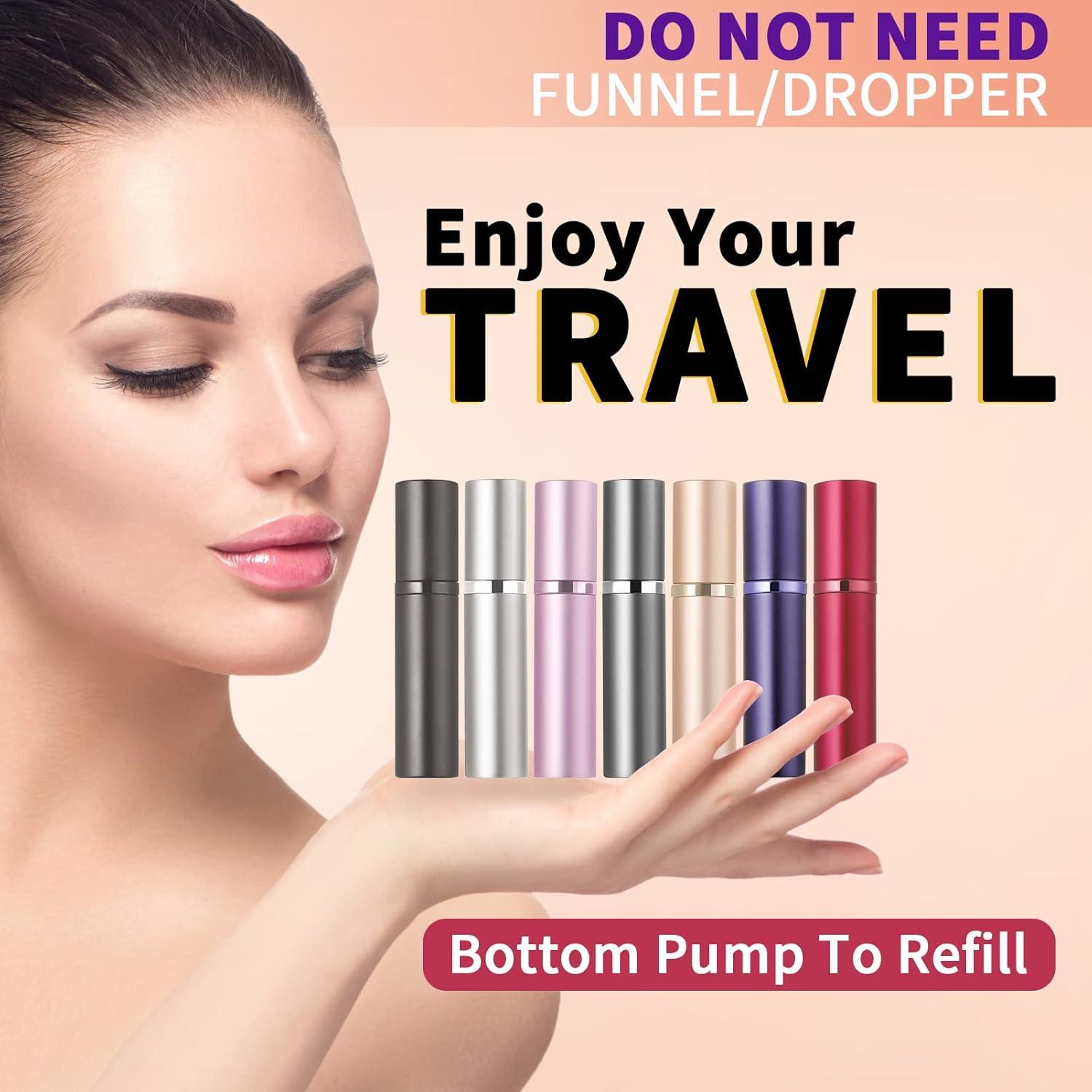 2 Botellas Atomizadoras de Perfume 5ml Refill Portátil Gris/Rosa