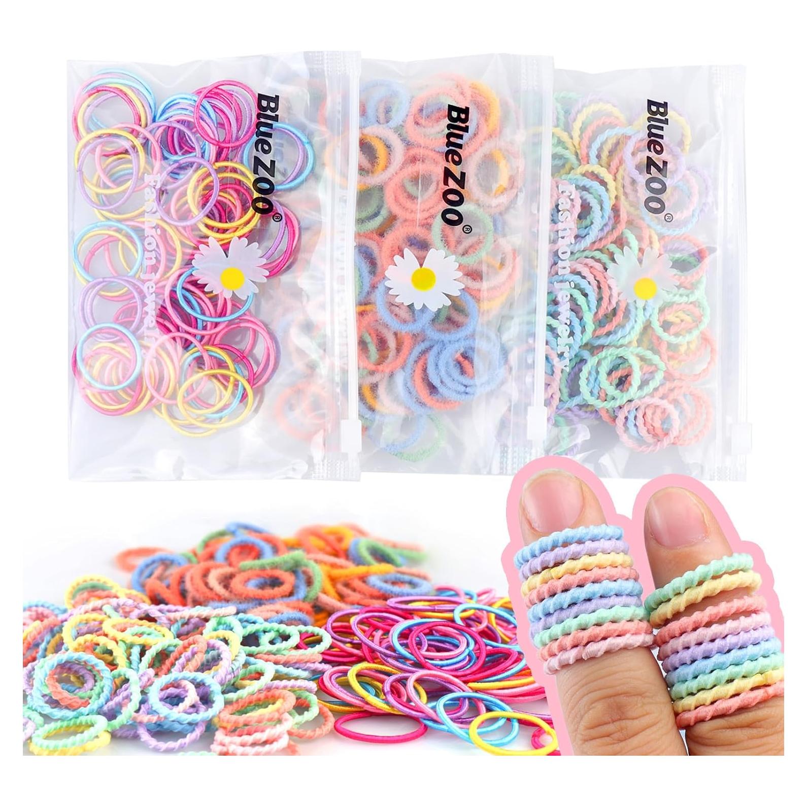 300 Piezas Lazos para el Cabello BlueZOO - Mini Bandas Coloridas