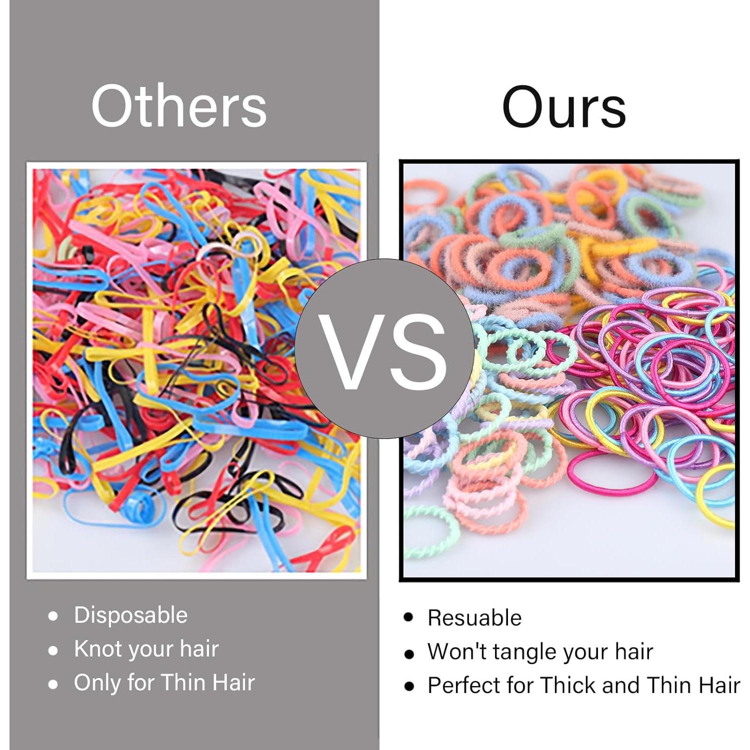 300 Piezas Lazos para el Cabello BlueZOO - Mini Bandas Coloridas