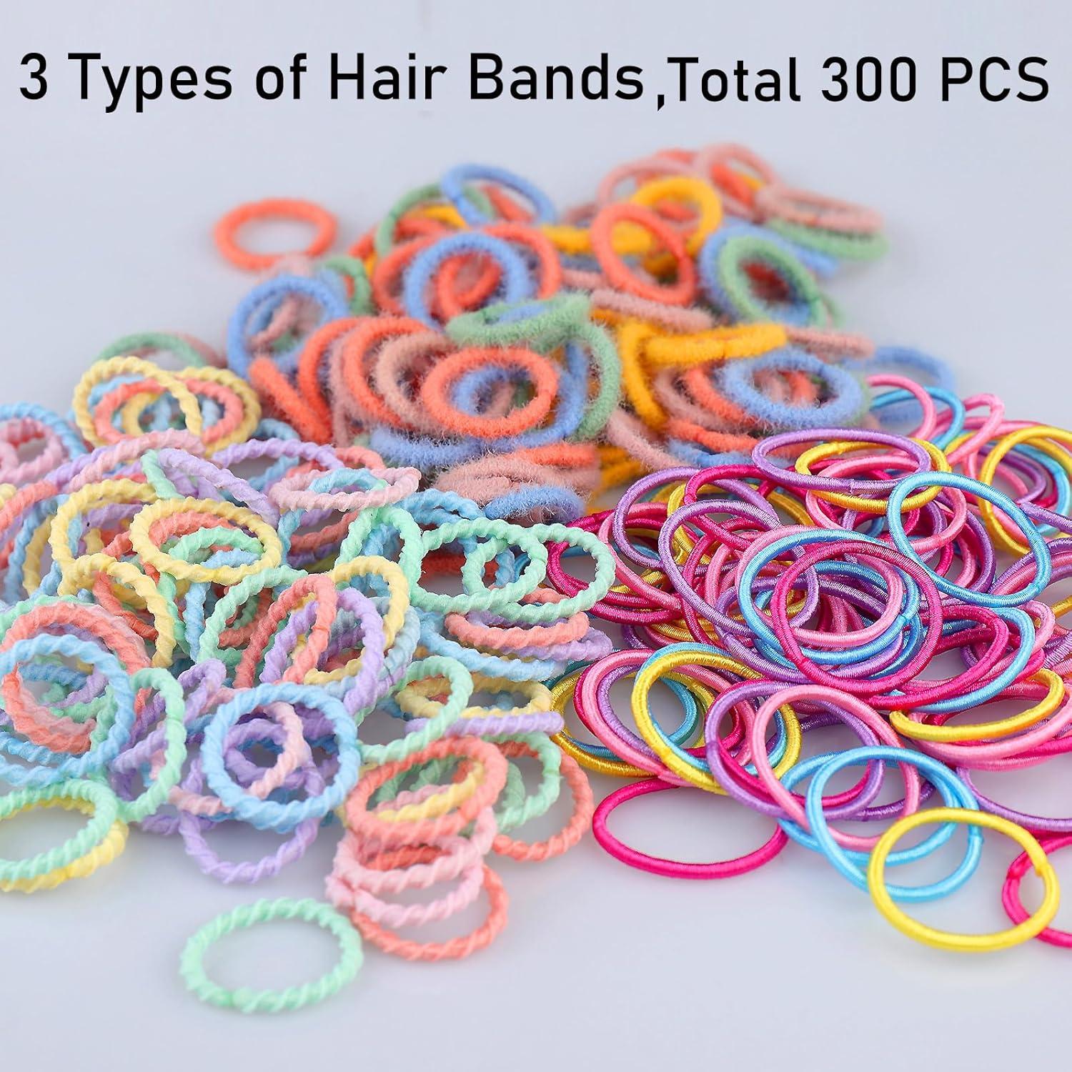 300 Piezas Lazos para el Cabello BlueZOO - Mini Bandas Coloridas