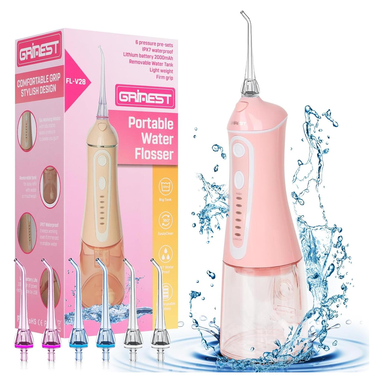 Irrigador Oral Inalámbrico Grinest FL-V28 Rosa 7 Modos 320ml