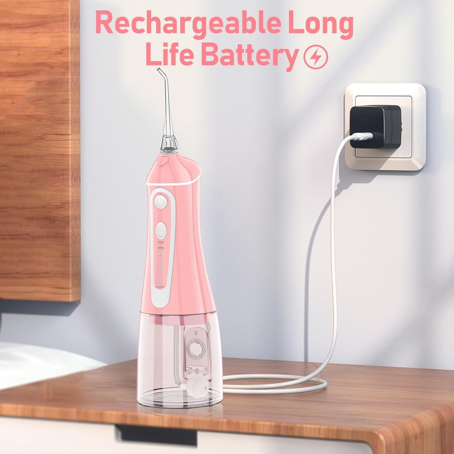 Irrigador Oral Inalámbrico Grinest FL-V28 Rosa 7 Modos 320ml