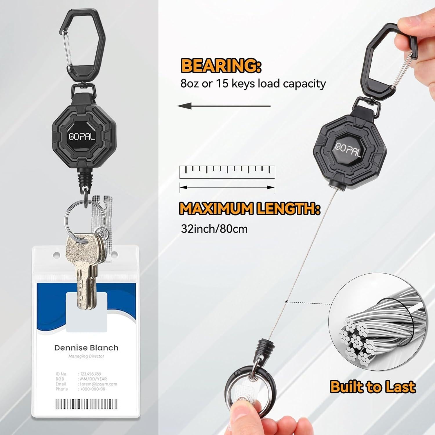 Soporte Retráctil de Insignia Go Pal - 2 Piezas con Clip