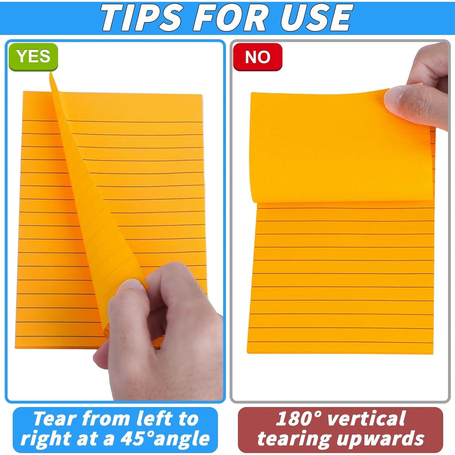 Paquete de 60 Notas Adhesivas Rayadas Oleitodh 10x15 cm