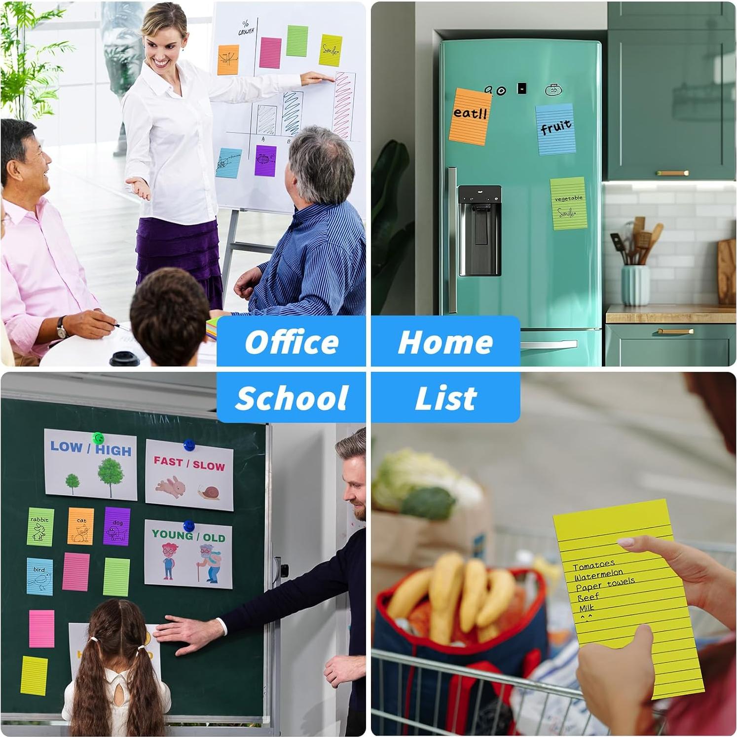 Paquete de 60 Notas Adhesivas Rayadas Oleitodh 10x15 cm