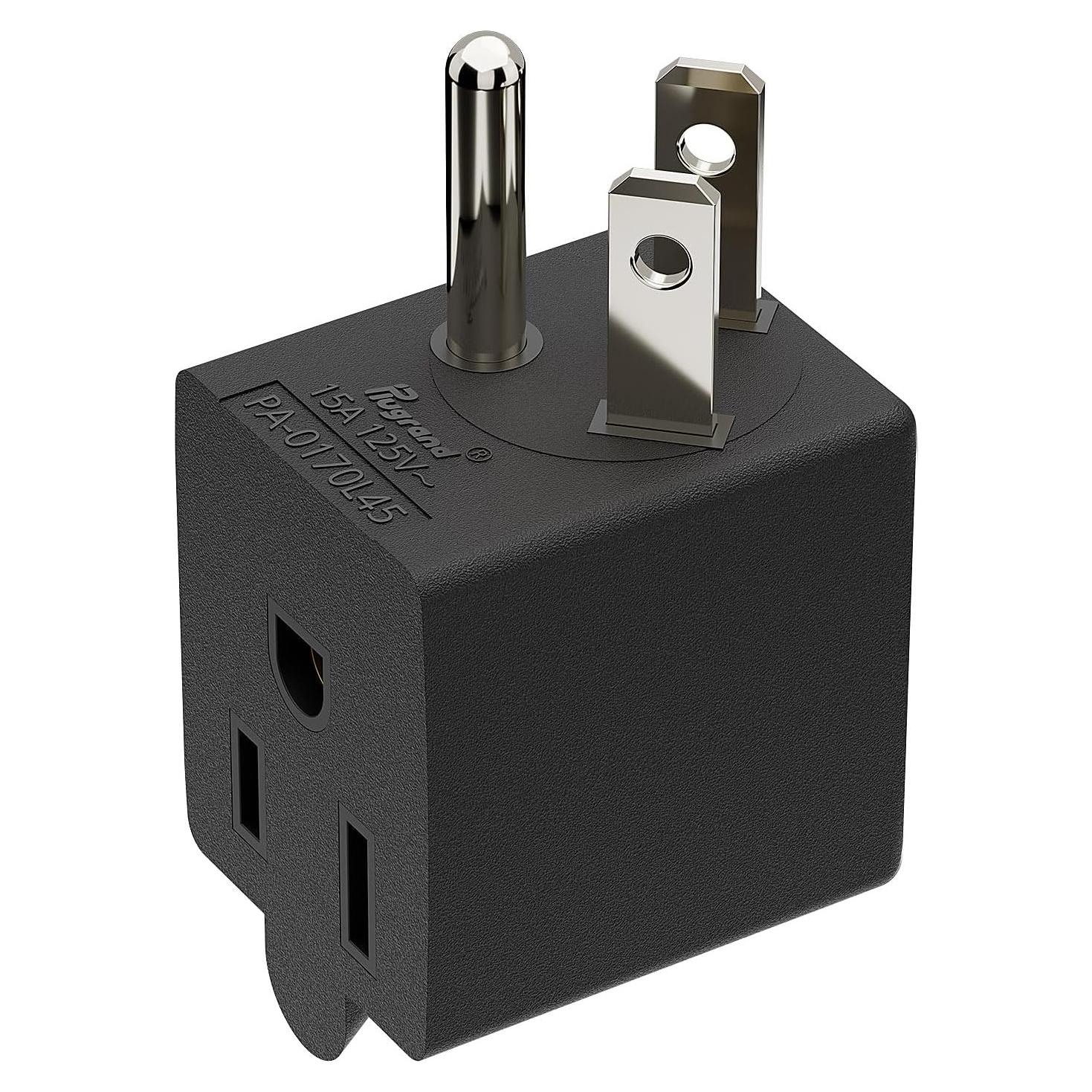 Adaptador de Poder AC 90 Grados PluGrand PA-0170L45 Negro