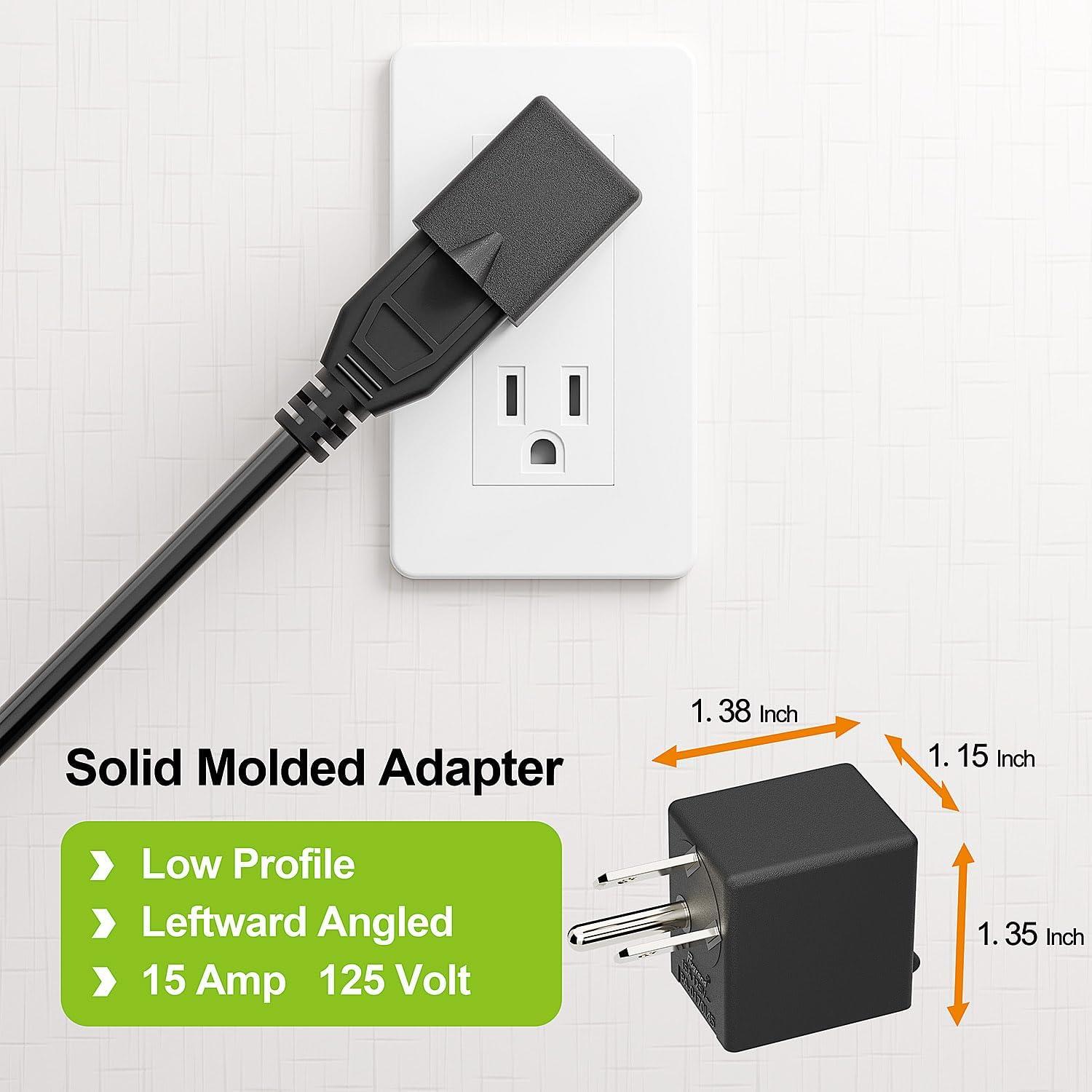 Adaptador de Poder AC 90 Grados PluGrand PA-0170L45 Negro