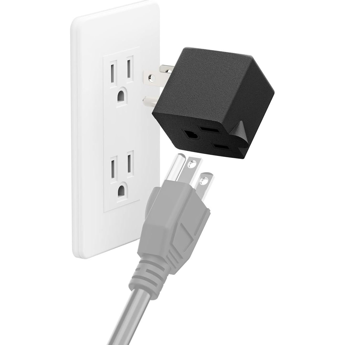 Adaptador de Poder AC 90 Grados PluGrand PA-0170L45 Negro