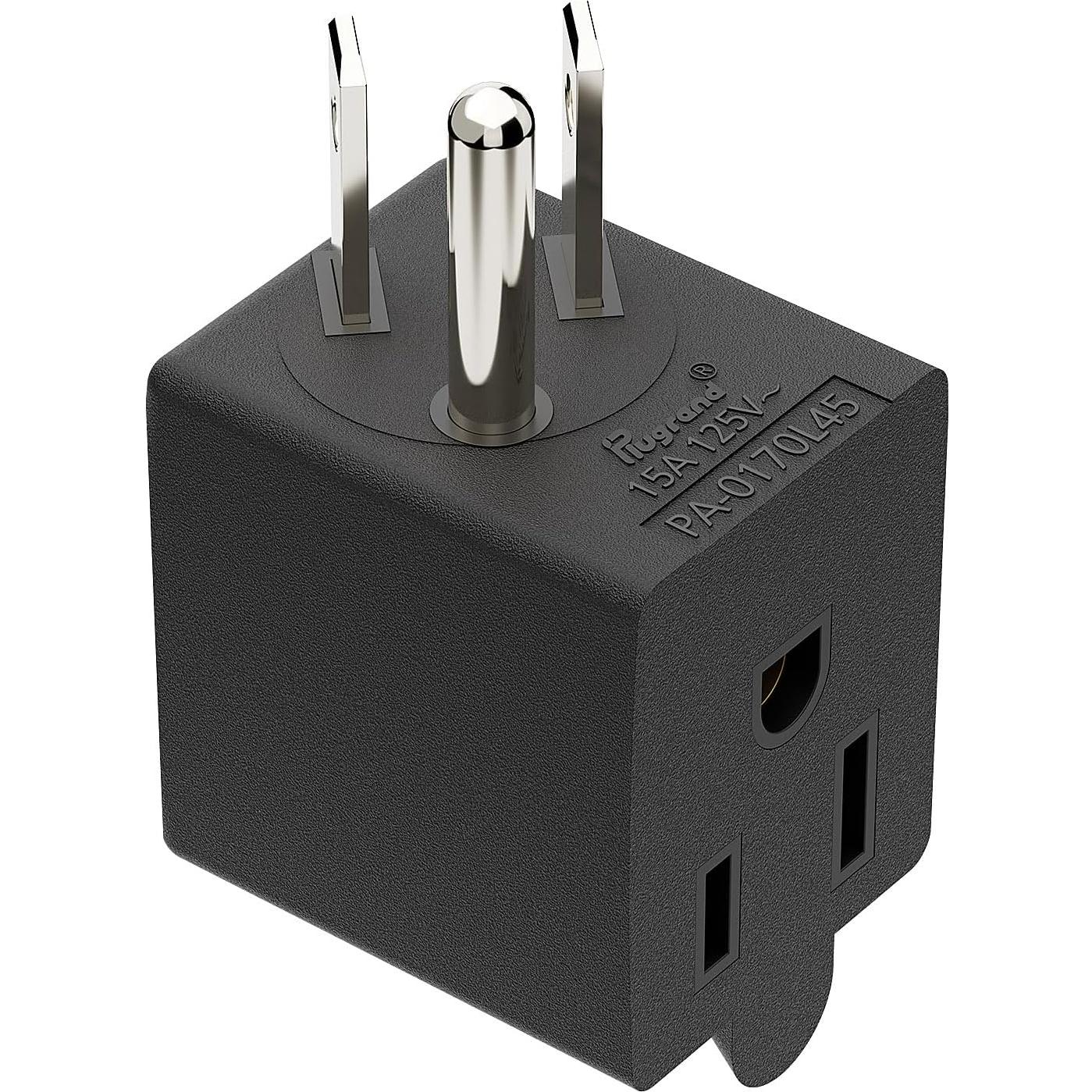 Adaptador de Poder AC 90 Grados PluGrand PA-0170L45 Negro
