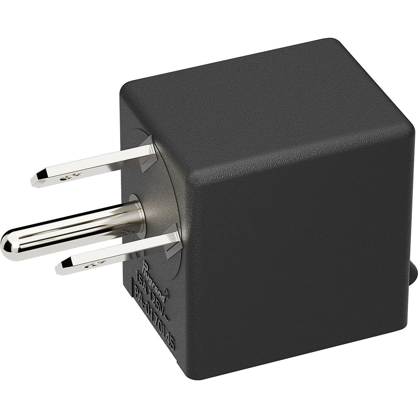 Adaptador de Poder AC 90 Grados PluGrand PA-0170L45 Negro