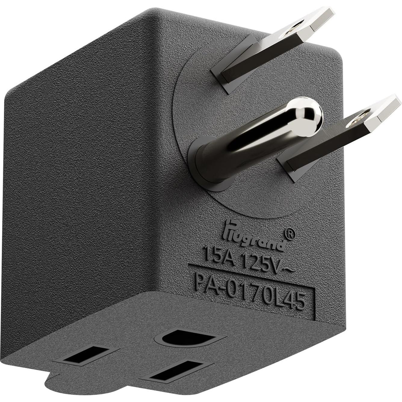 Adaptador de Poder AC 90 Grados PluGrand PA-0170L45 Negro