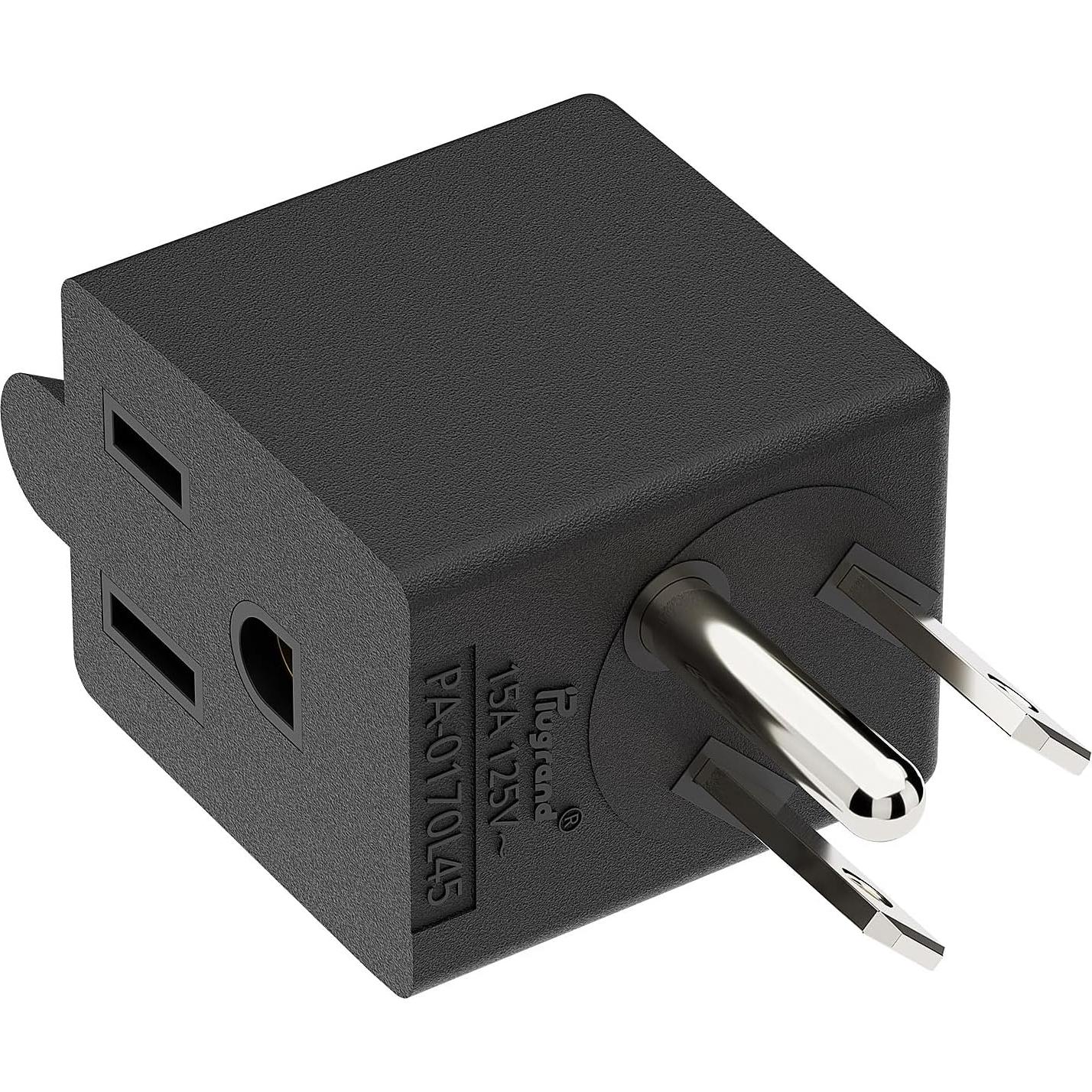 Adaptador de Poder AC 90 Grados PluGrand PA-0170L45 Negro