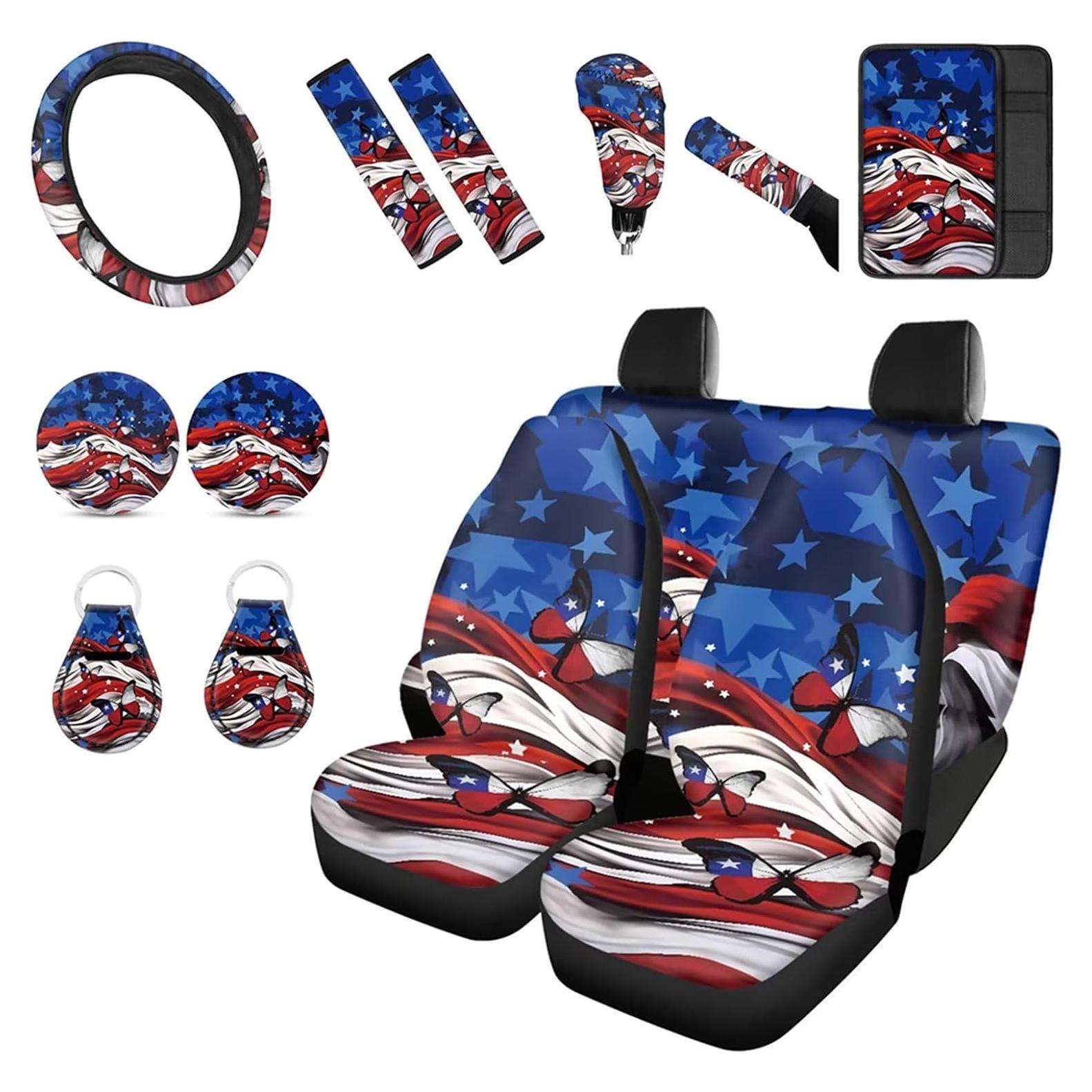 Cubierta de Asiento de Coche Forchrinse 14 Piezas Bandera Americana