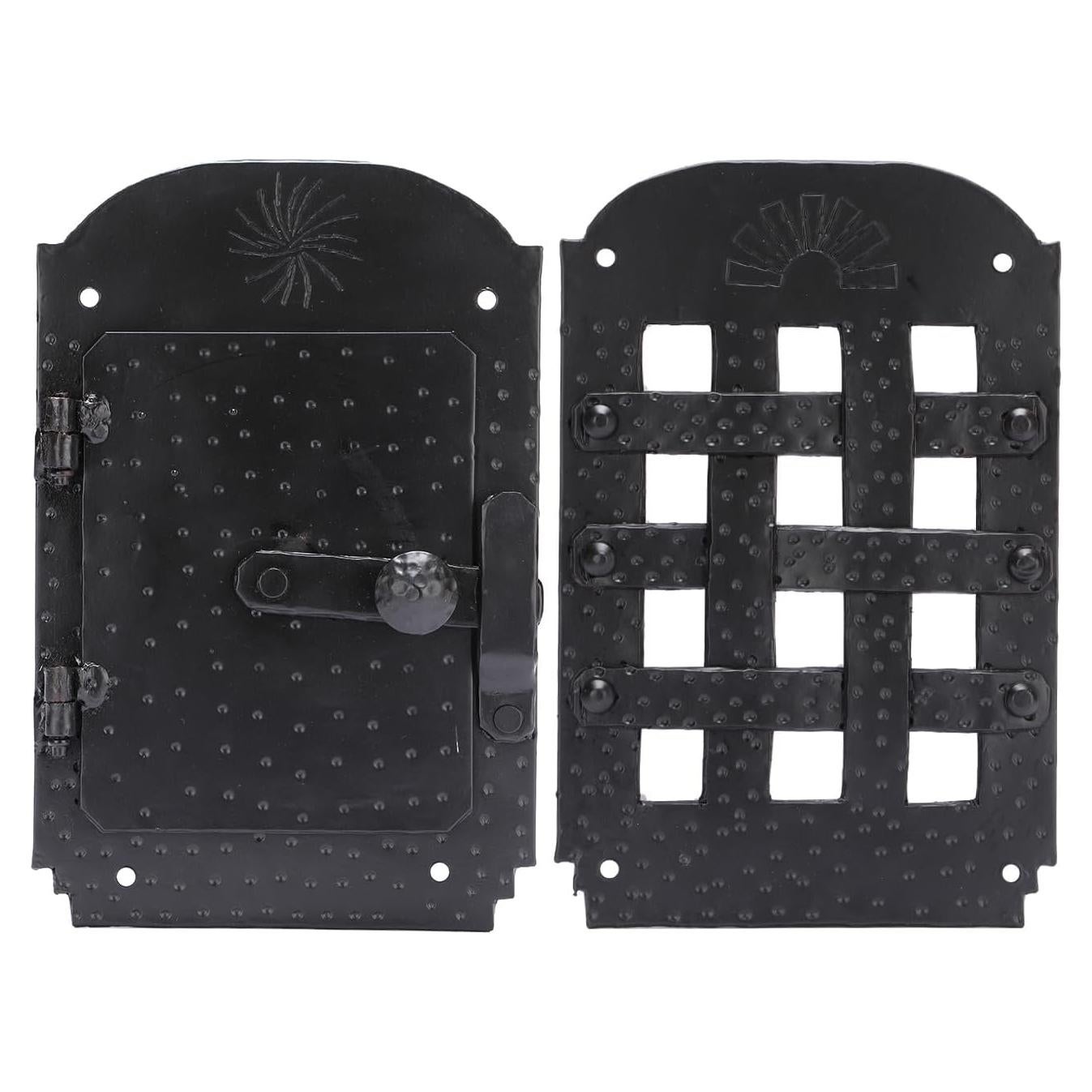 Rejilla de puerta forjada A29 con puerta de visualización negra