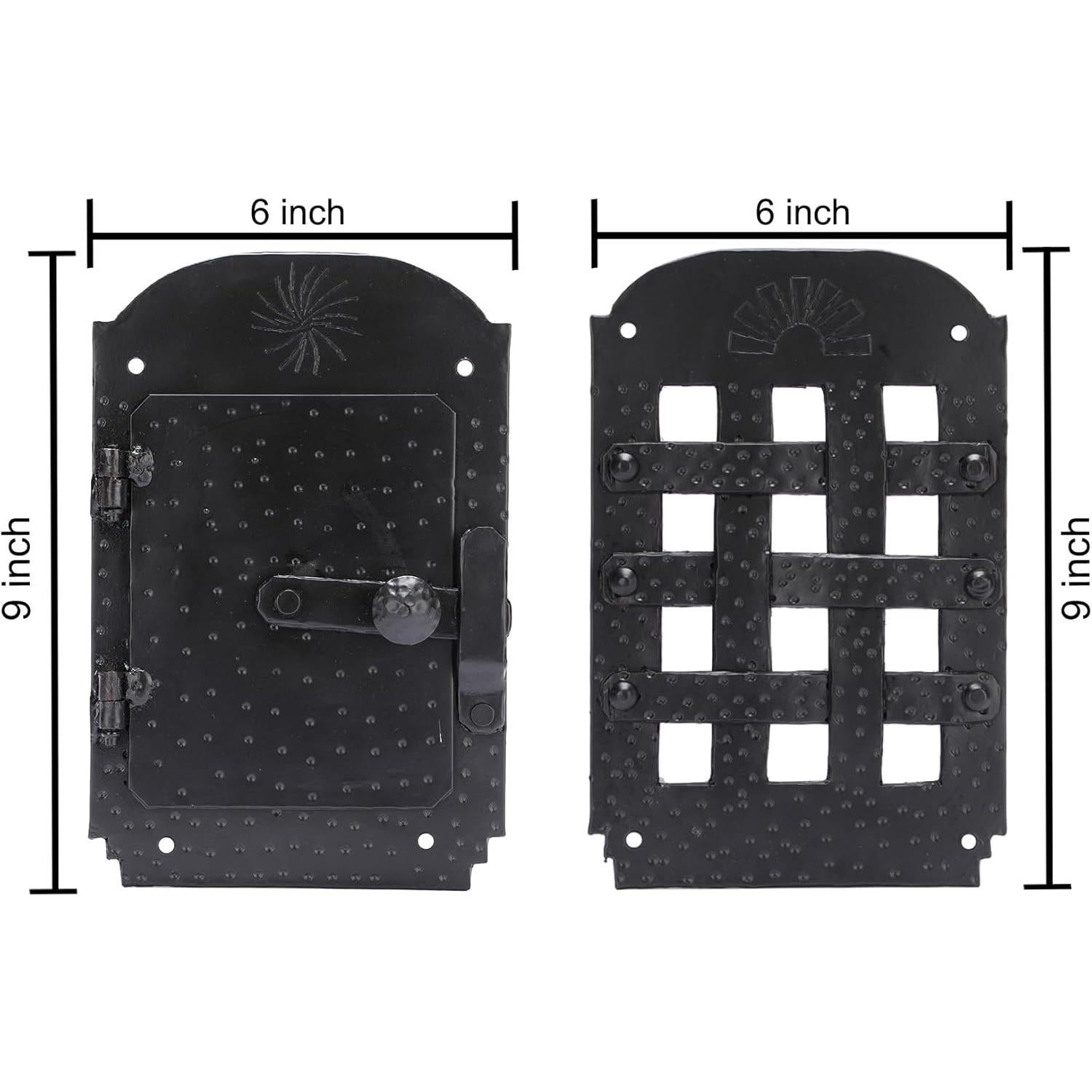 Rejilla de puerta forjada A29 con puerta de visualización negra