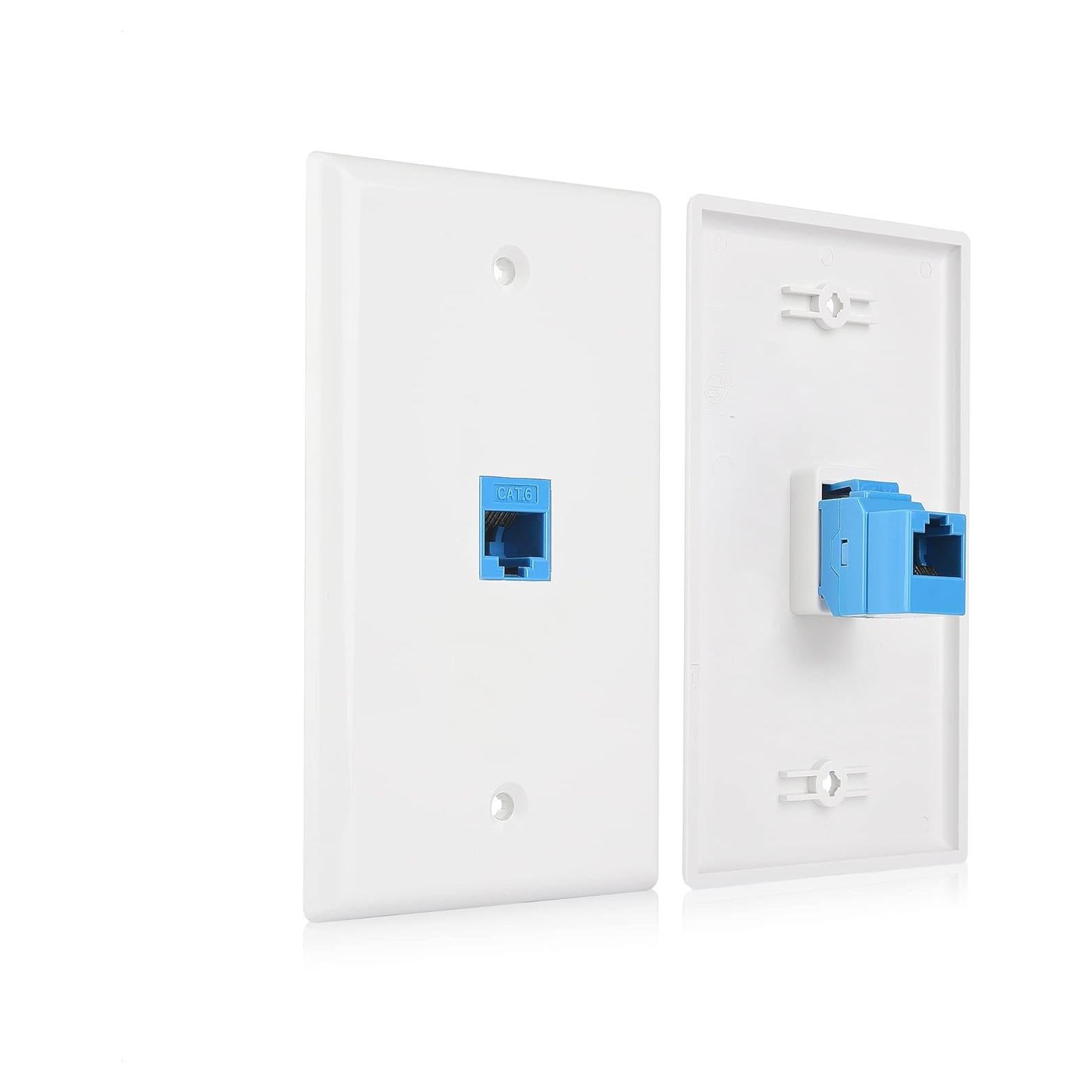 Placa de Pared Ethernet 1 Puerto Cable Matters Cat6 Azul - Paquete de 2