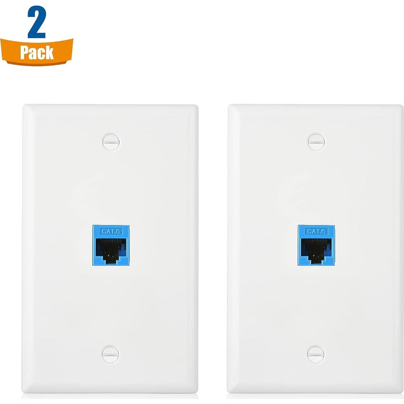 Placa de Pared Ethernet 1 Puerto Cable Matters Cat6 Azul - Paquete de 2