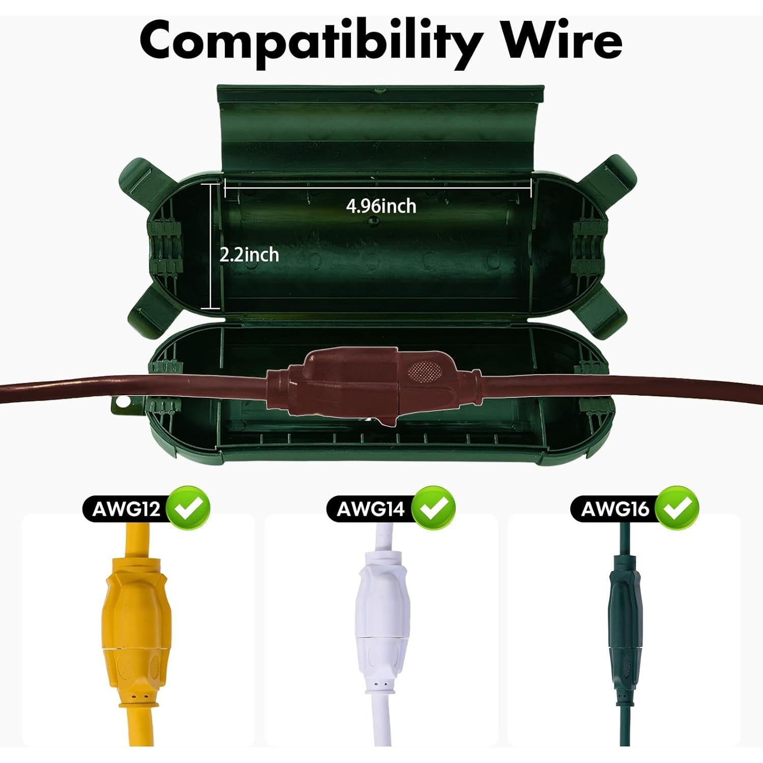 Cubierta de Cable de Extensión Exterior Verde PALARINE IP44 - 2 Unidades