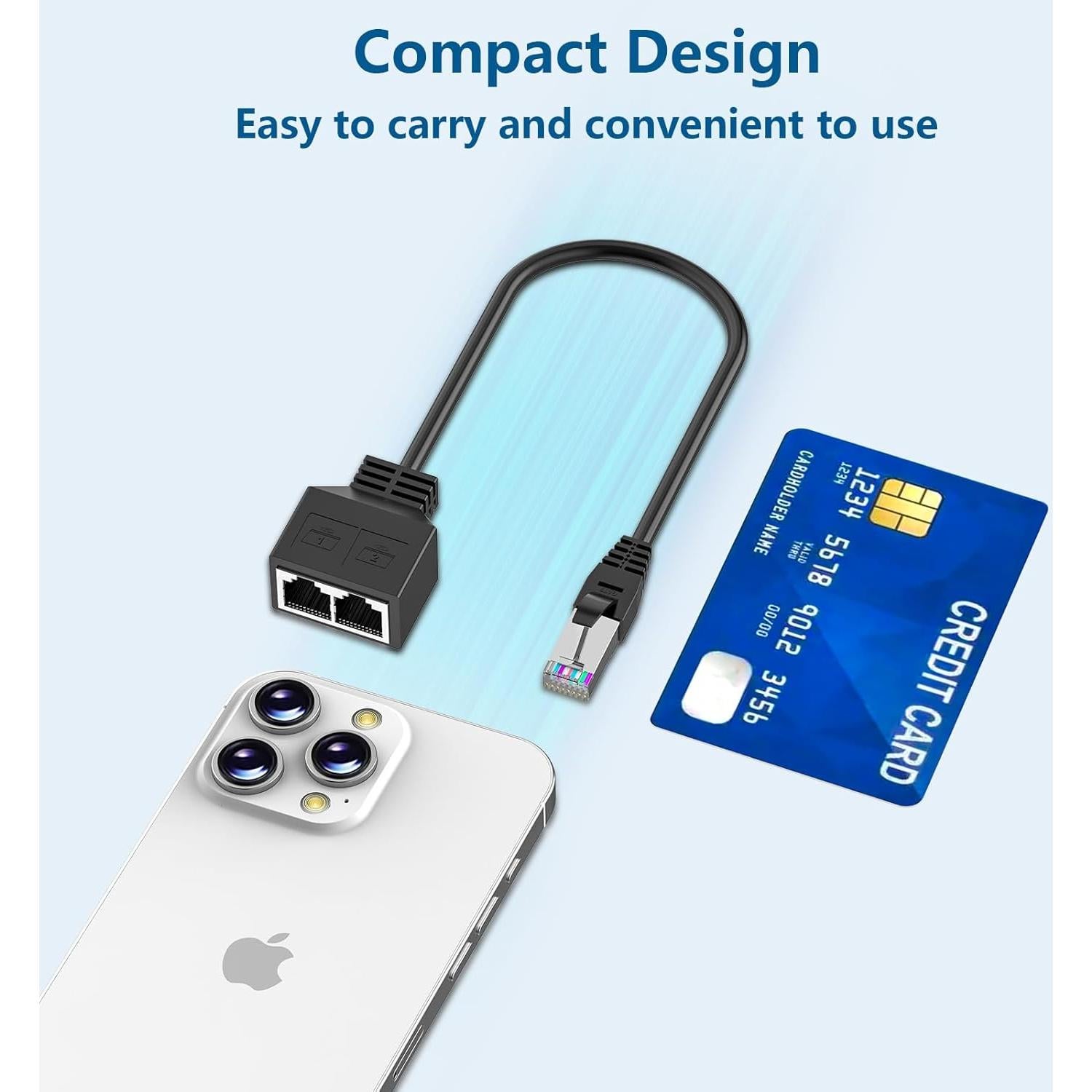 Adaptador RJ45 Macho a 2 Hembra Divisor Ethernet Cat5 a Cat8