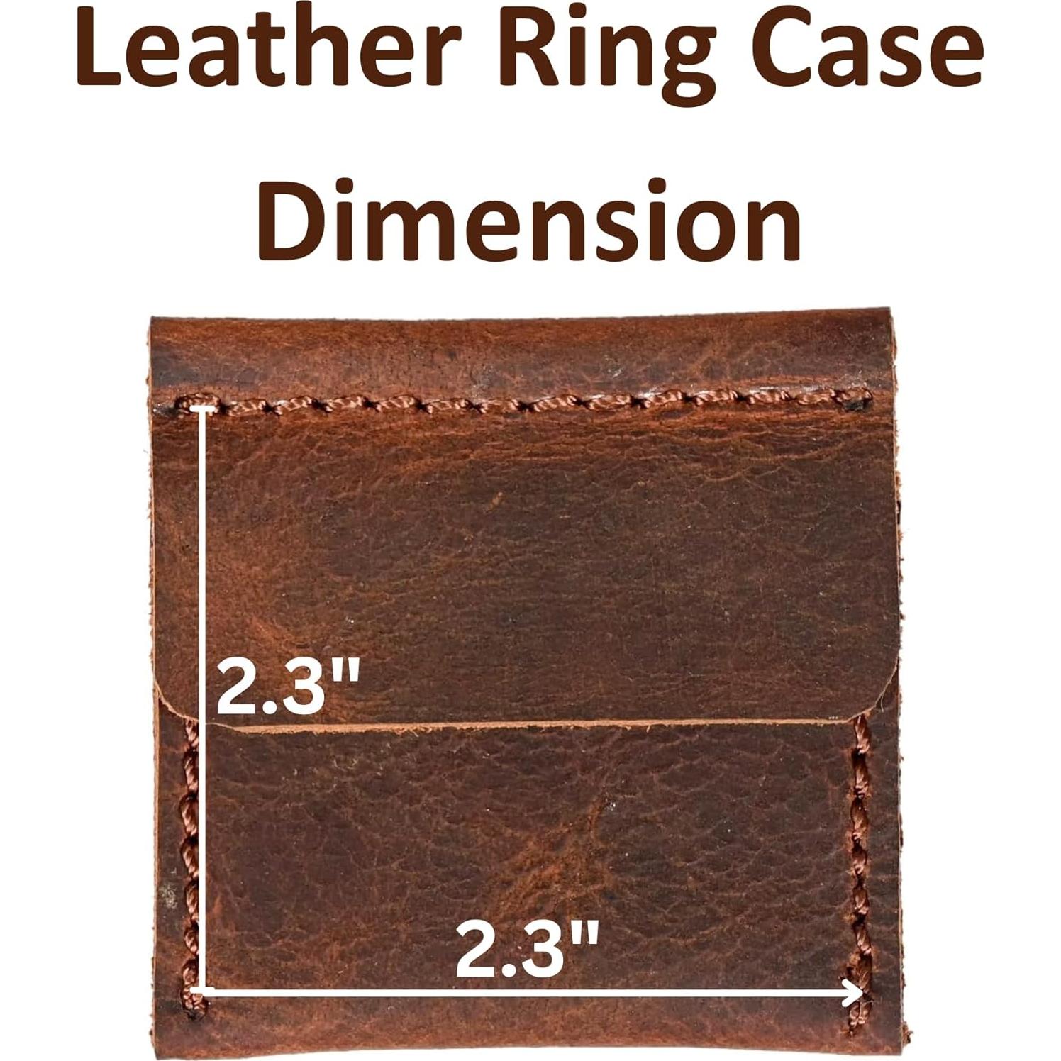 Estuche de Anillo de Boda CestAntiQ Cuero Marrón Hecho a Mano