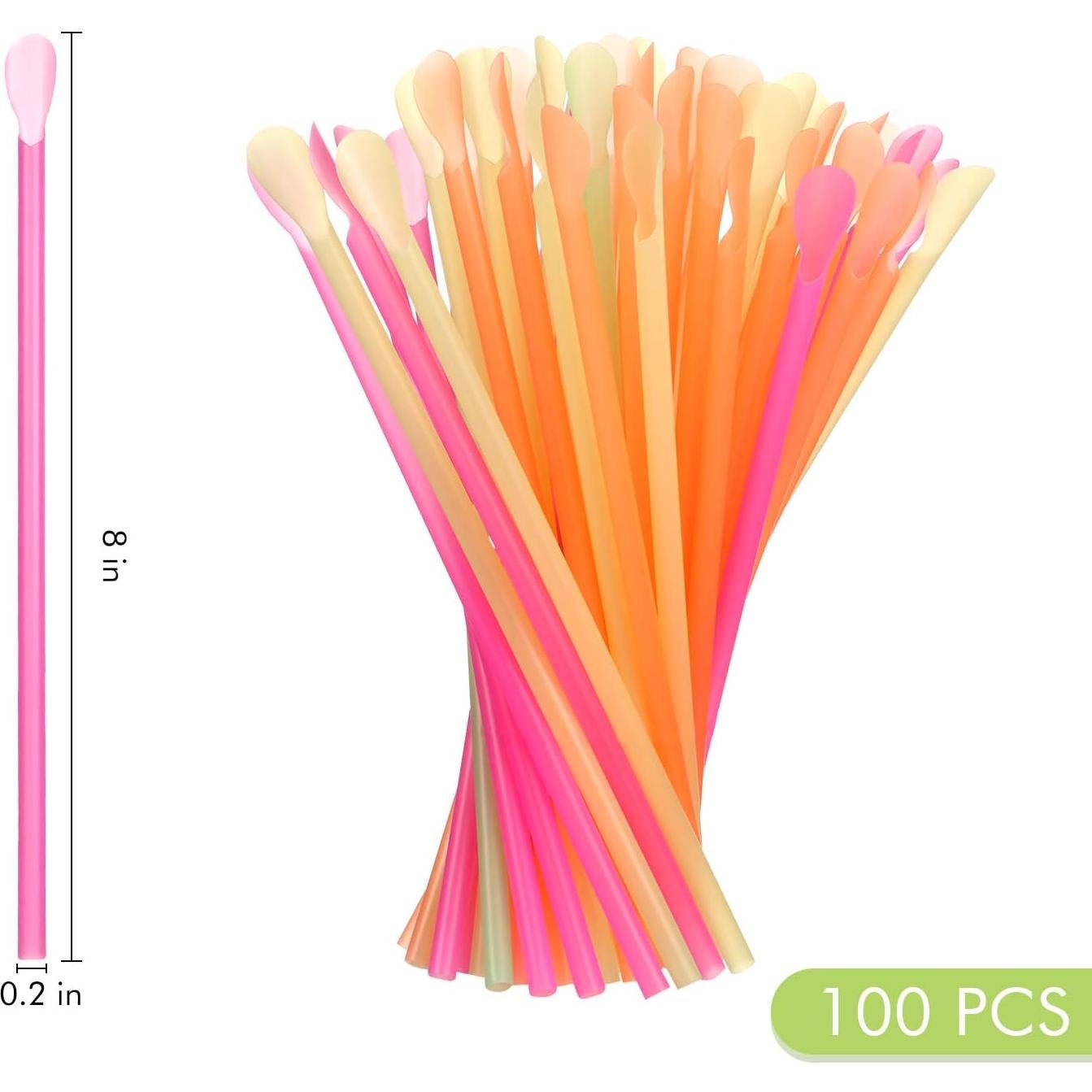 Boao 100 Tazas de Nieve 130 ml y 100 Cucharas Popote Azul