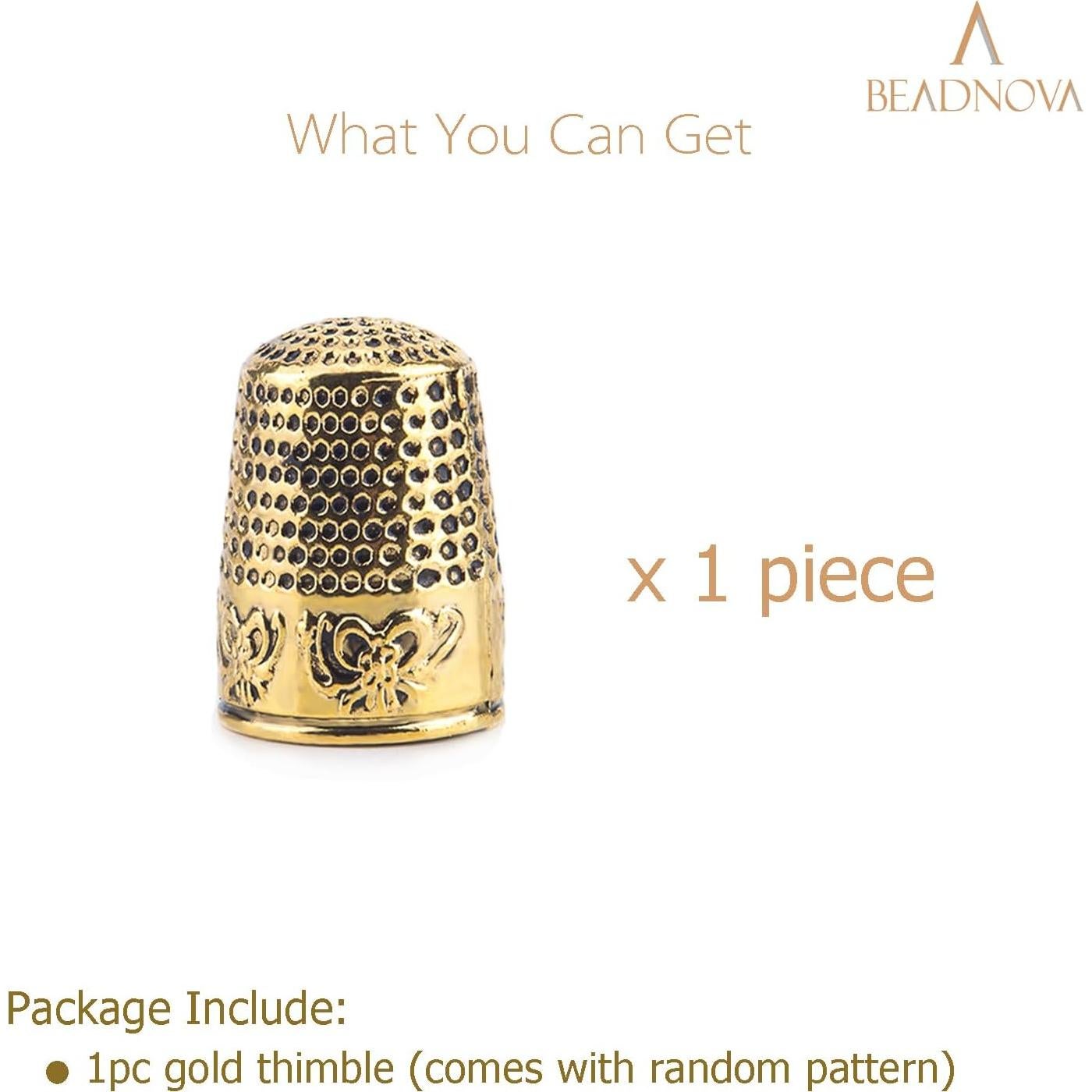 Dedal de Metal Dorado BEADNOVA para Coser y Acolchar - 1pc