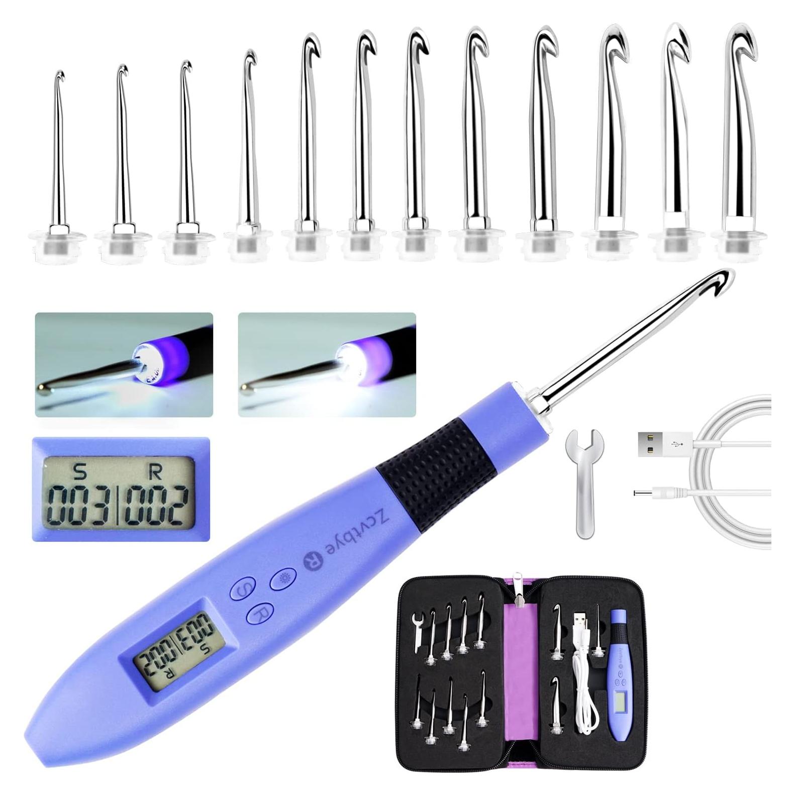 Conjunto de Ganchos de Crochet Iluminados Zcvtbye Tamaño 12