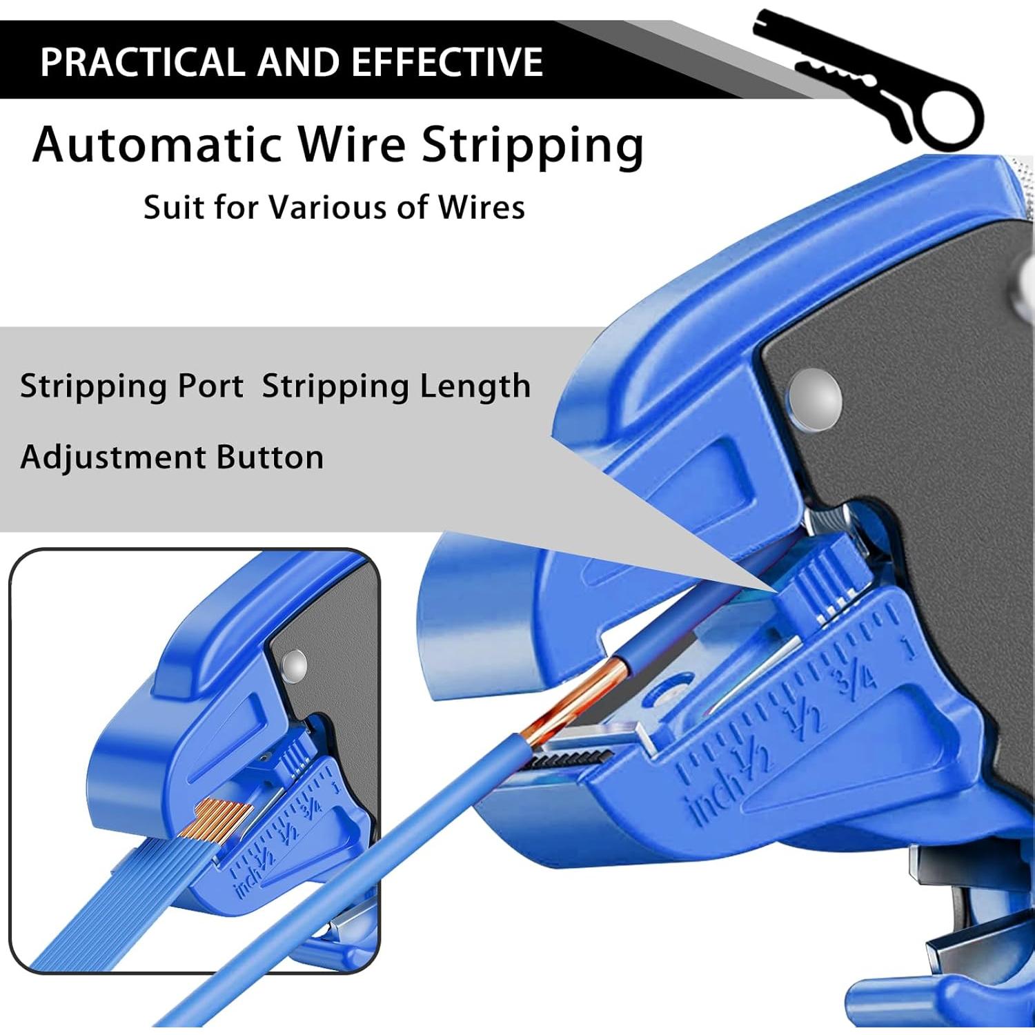 Desforrador de Cables Quick Strip CKLJTL 2 en 1 Automático Azul