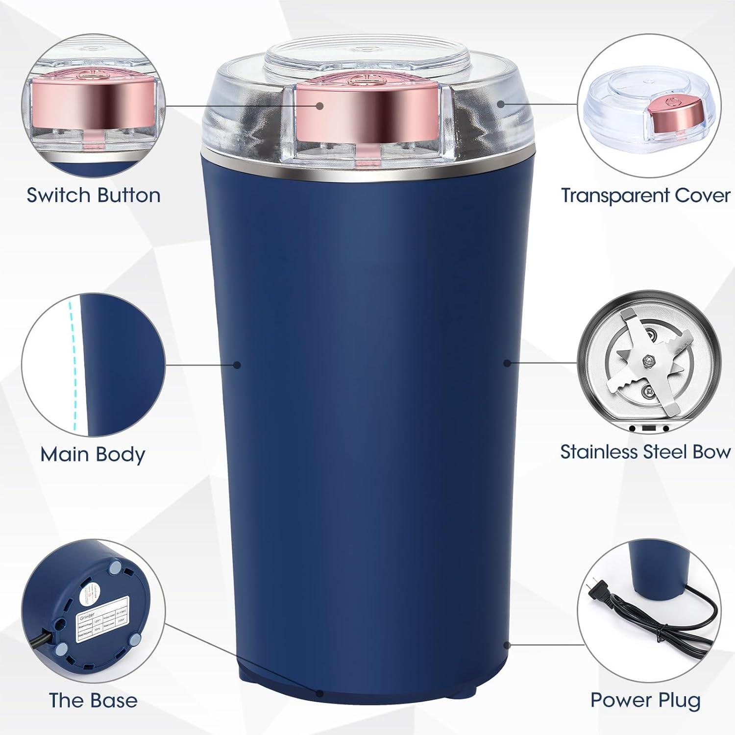 Molino de Especias Eléctrico PLAMAKER 200W 24 Tazas Azul