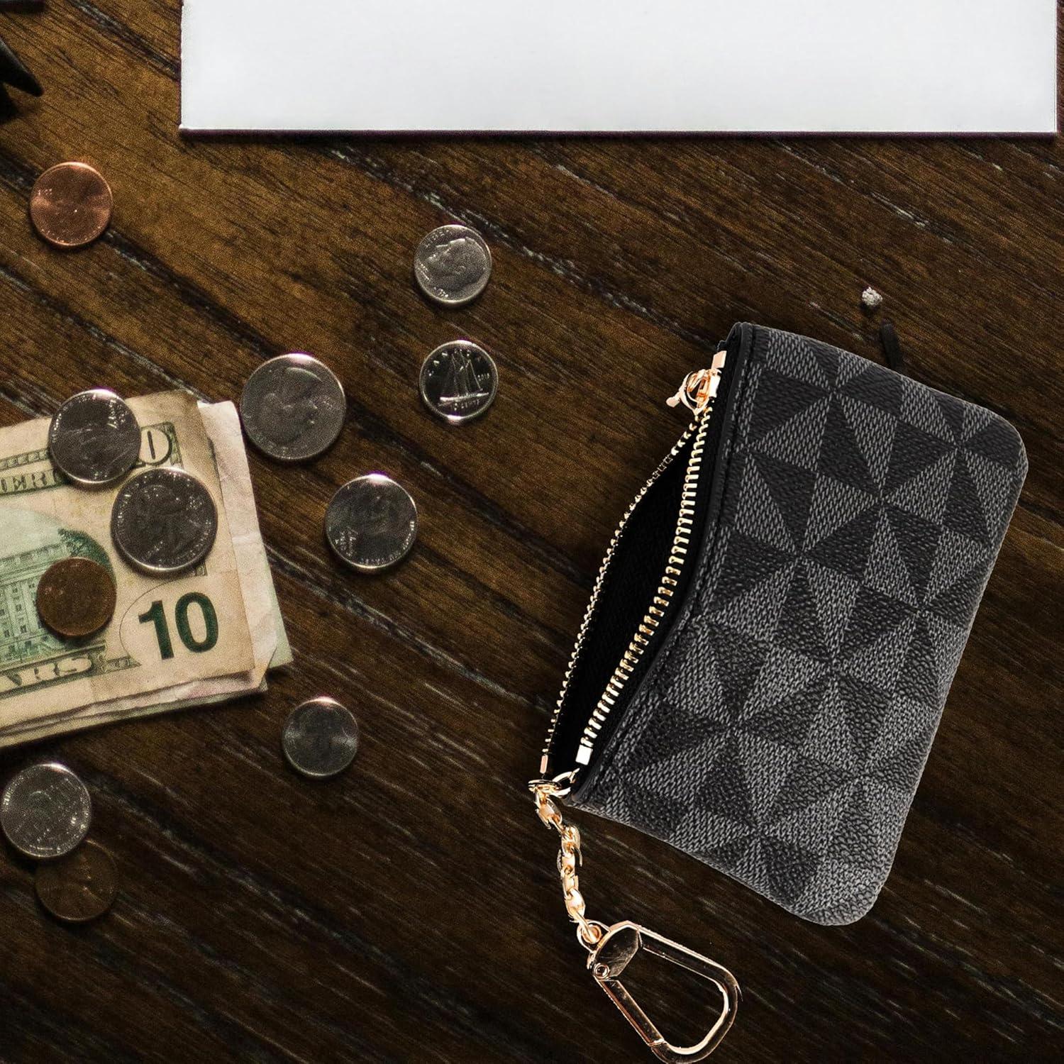 Monedero Veki Mini de Cuero Sintético con Llavero Negro