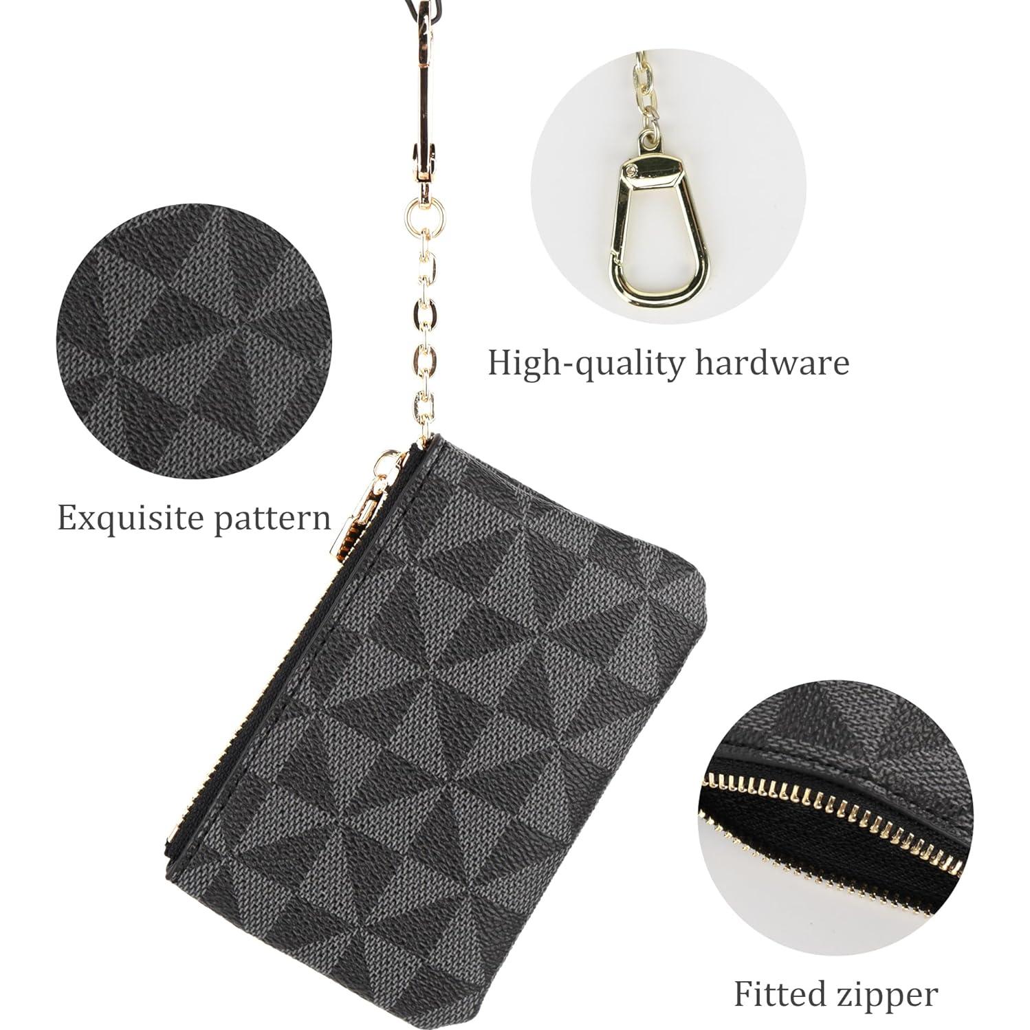 Monedero Veki Mini de Cuero Sintético con Llavero Negro