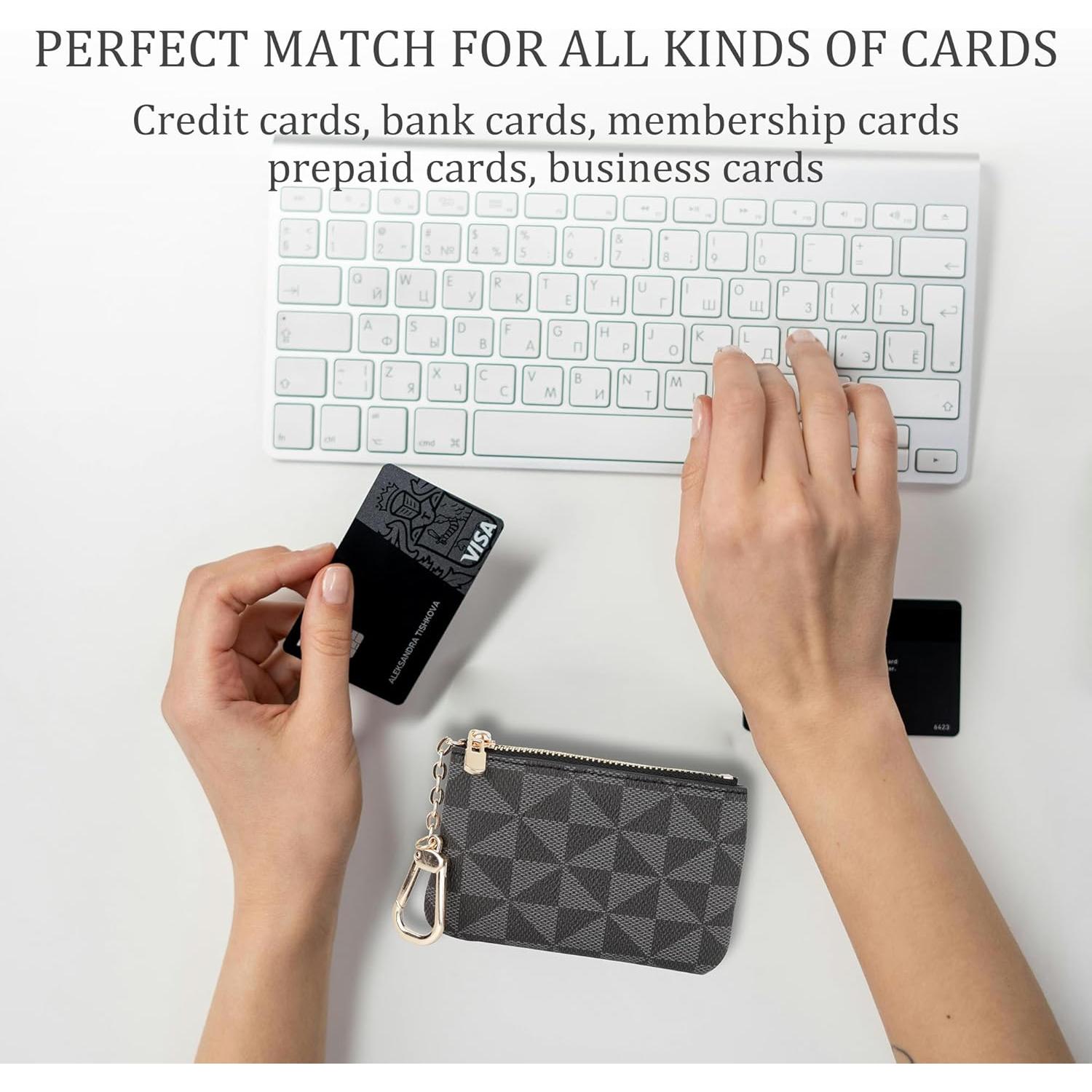 Monedero Veki Mini de Cuero Sintético con Llavero Negro