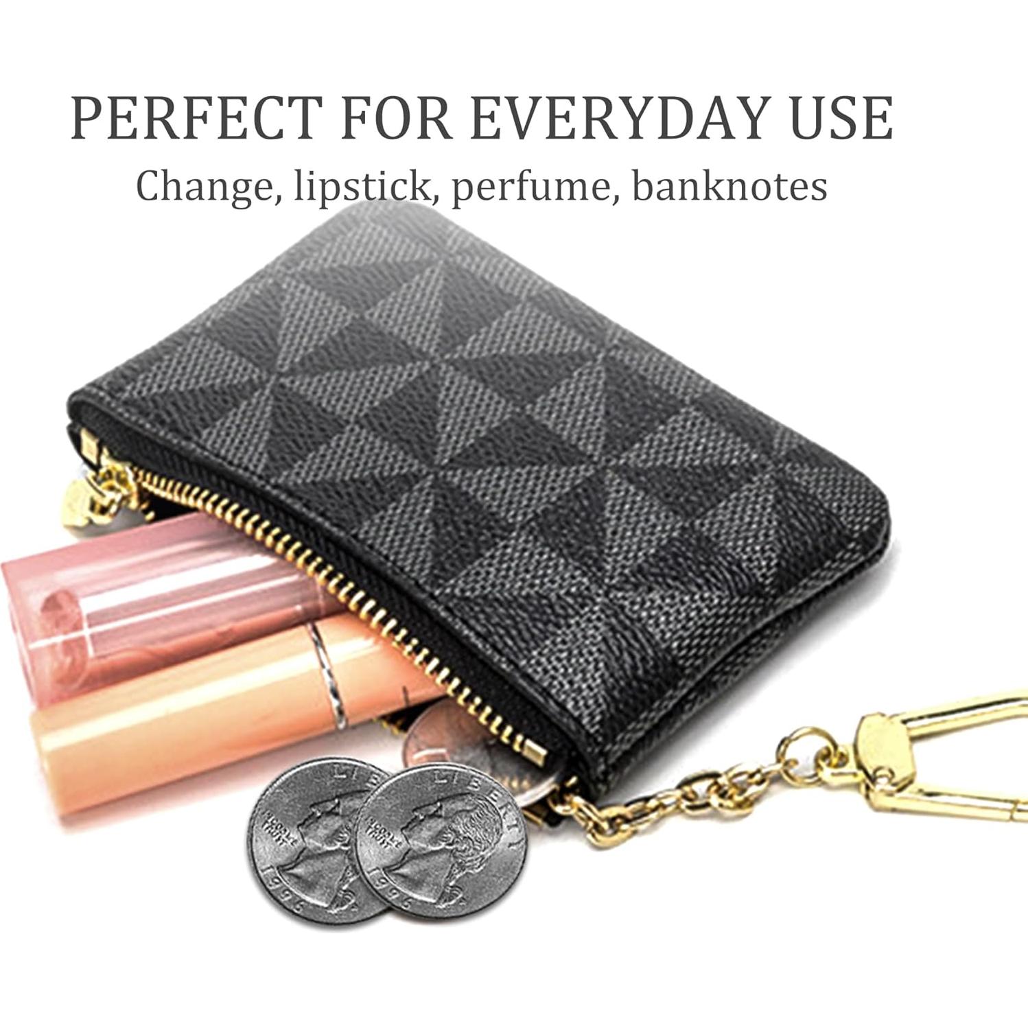 Monedero Veki Mini de Cuero Sintético con Llavero Negro